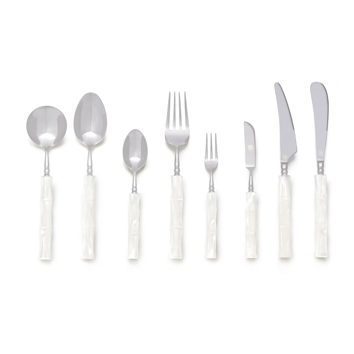 White Marble Flatware Set for 1