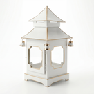 CHINOISERIE Ivory Pagoda Lantern 13"