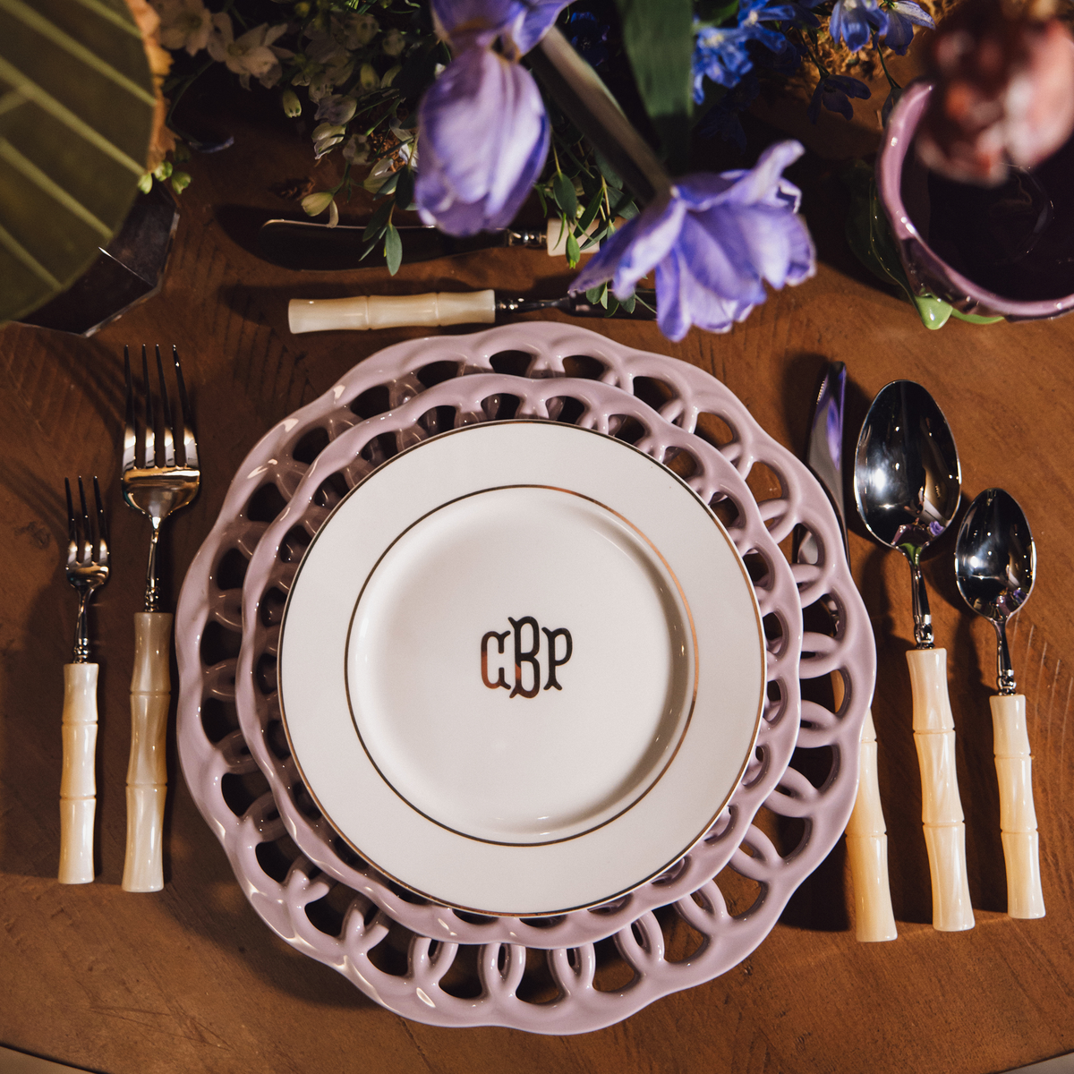 Violet Ceramic Salad Plates Set for 4