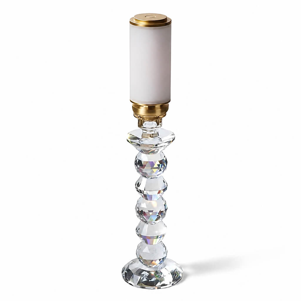 Lancelot cordless table lamp made of stacked crystal spheres