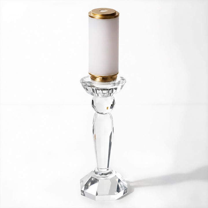 Merlin faceted crystal rechargeable cordless table lamp in a trophy shape