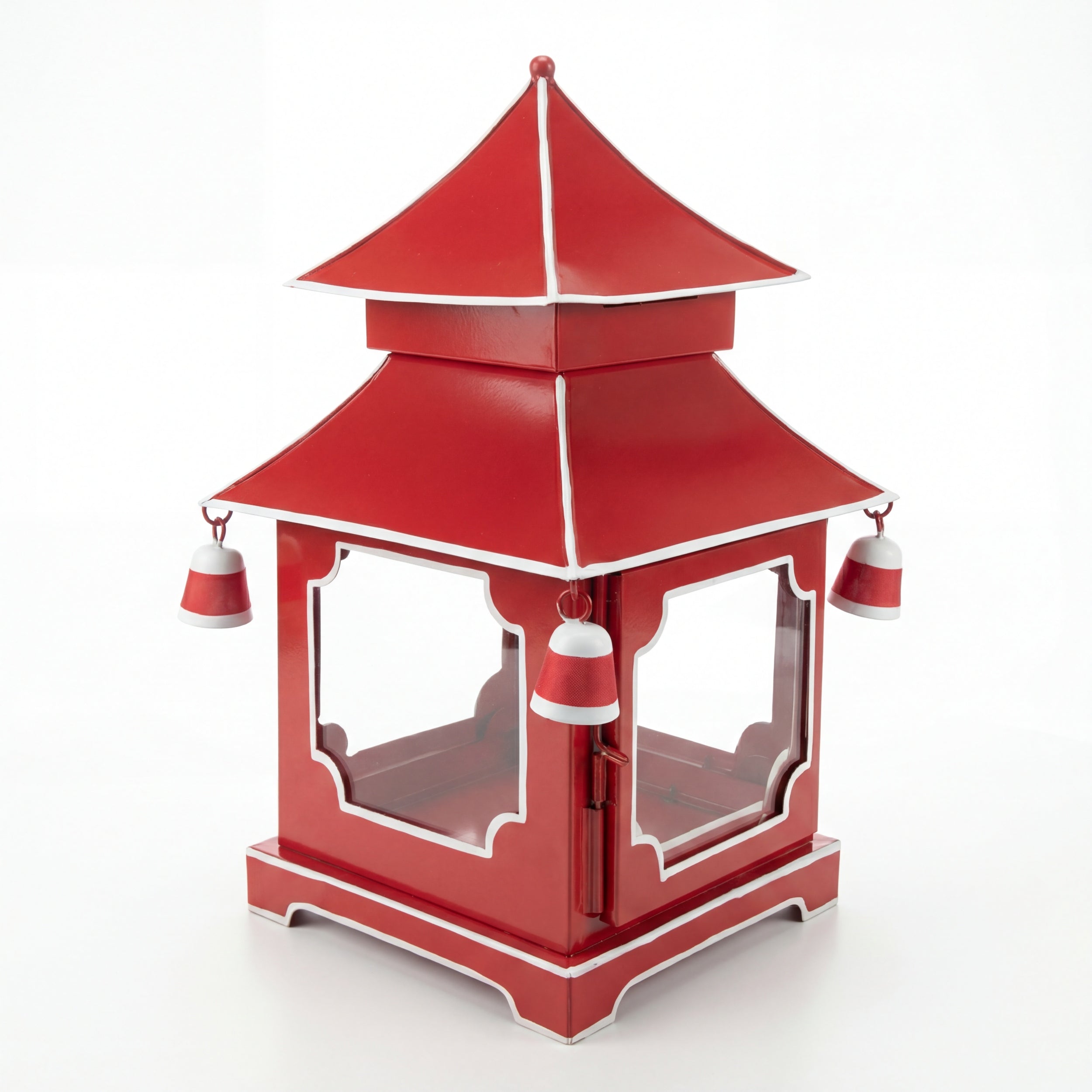 CHINOISERIE Red Pagoda Lantern 11.5"