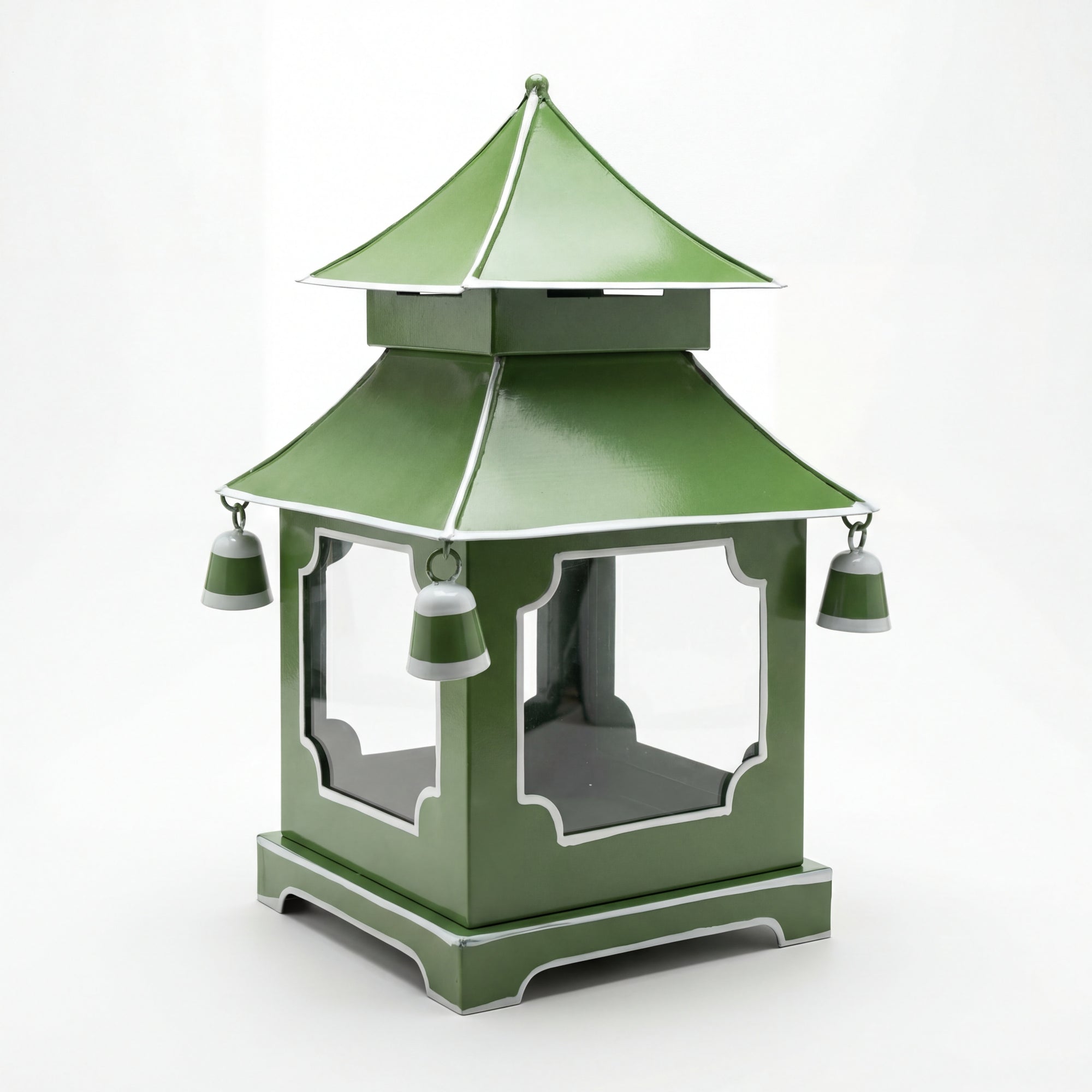 CHINOISERIE GREEN PAGODA LANTERN 11.5”