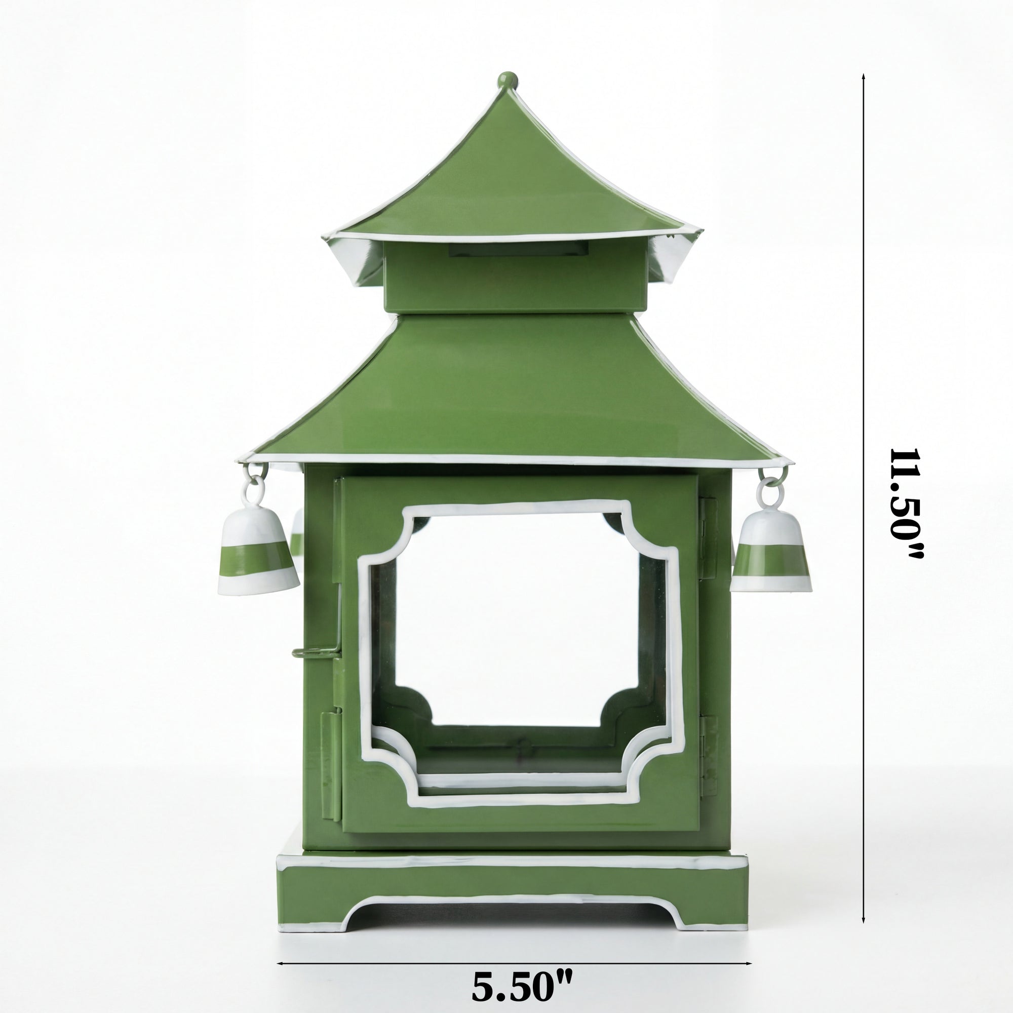 CHINOISERIE GREEN PAGODA LANTERN 11.5”