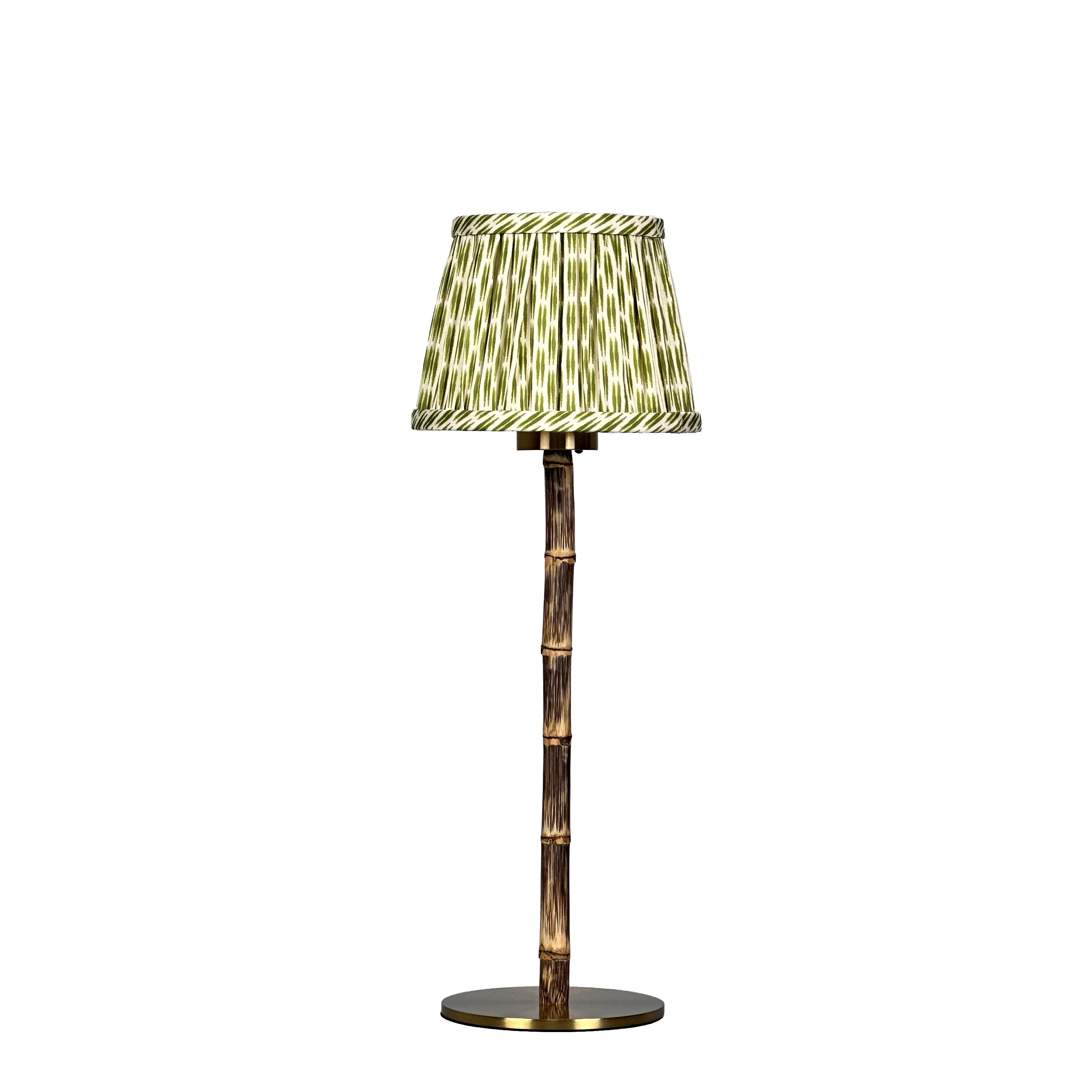 BAMBOOTIC Rechargeable Lamp with Oriental Gardenia Silk Lampshade
