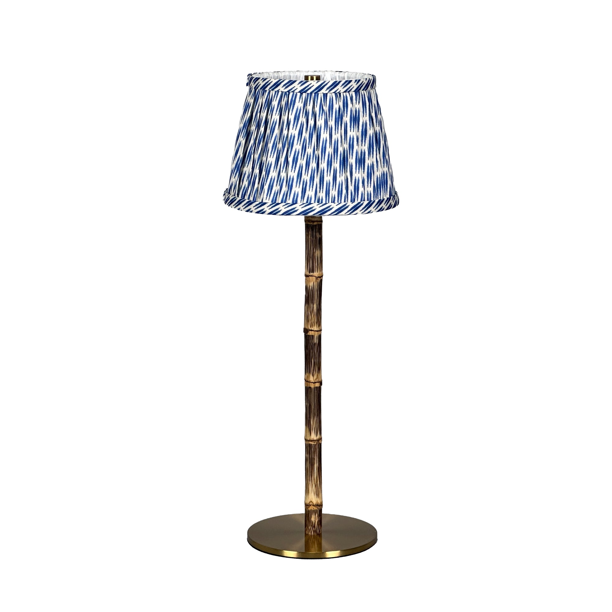 BAMBOOTIC Rechargeable Lamp with Verdant Willow Artisan Silk Lampshade