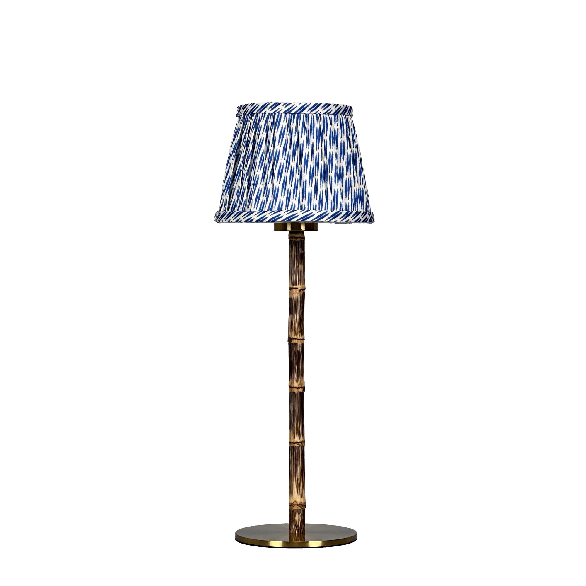 BAMBOOTIC Rechargeable Lamp with Verdant Willow Artisan Silk Lampshade
