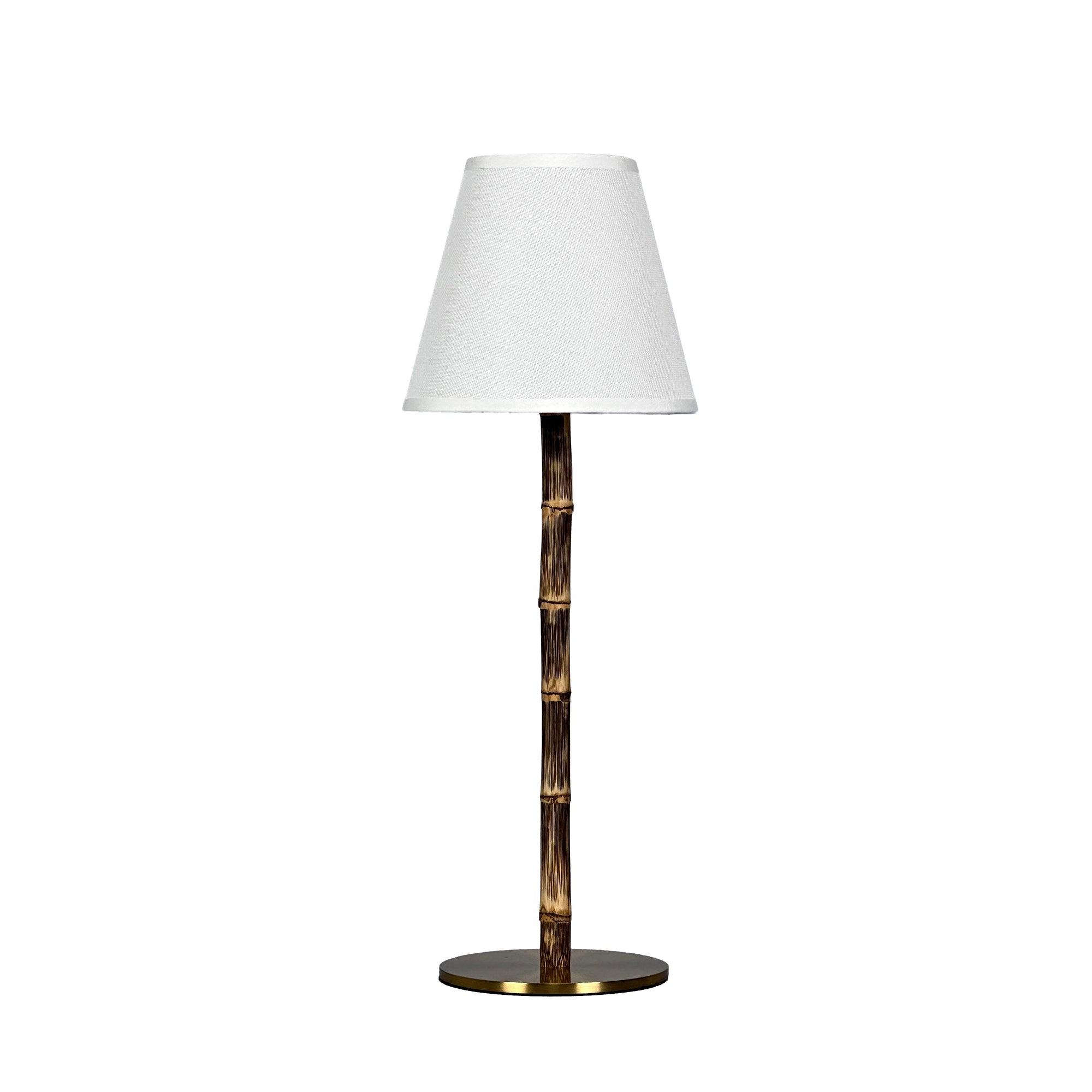 BAMBOOTIC Rechargeable Lamp with Classic White Linen Lampshade