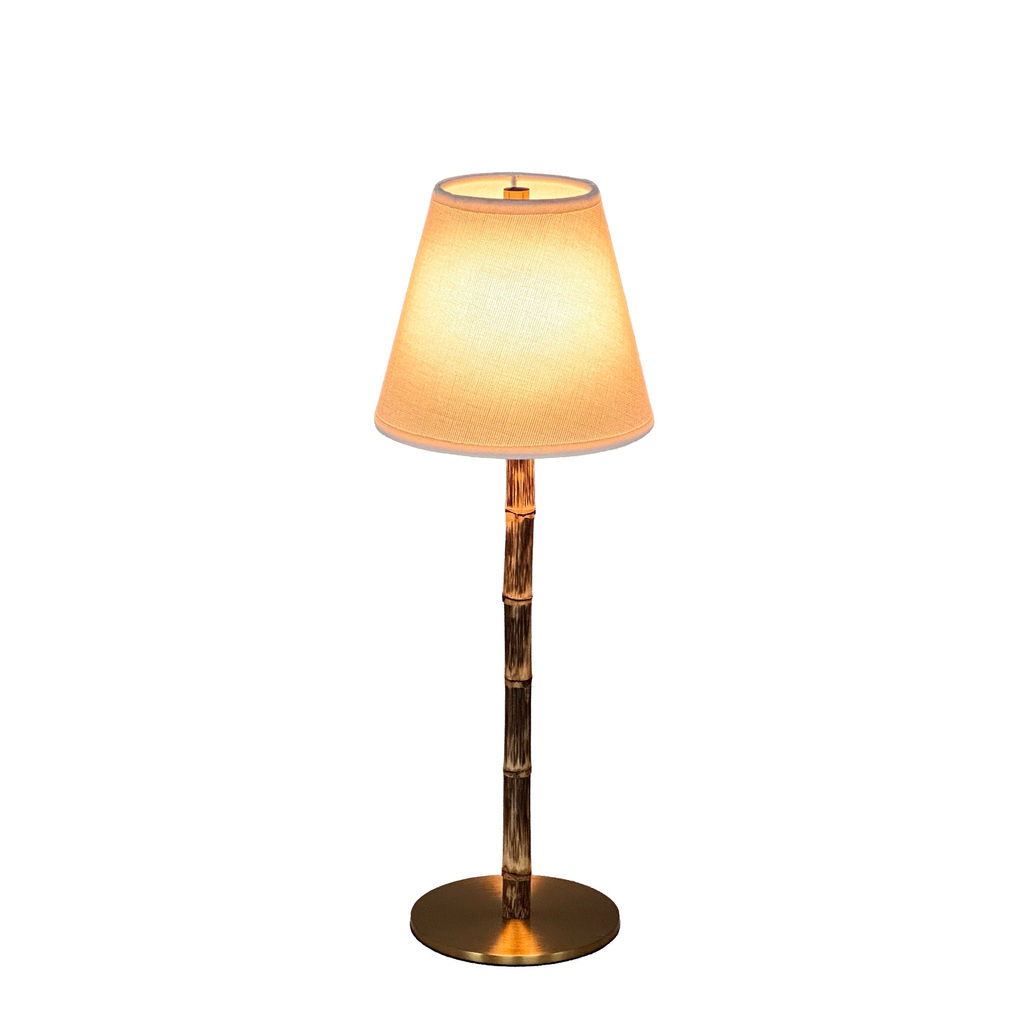 BAMBOOTIC Rechargeable Lamp with Classic White Linen Lampshade
