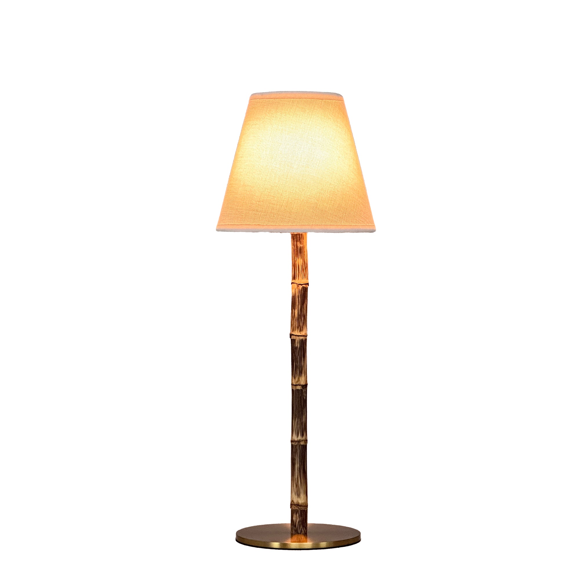 BAMBOOTIC Rechargeable Lamp with Classic White Linen Lampshade