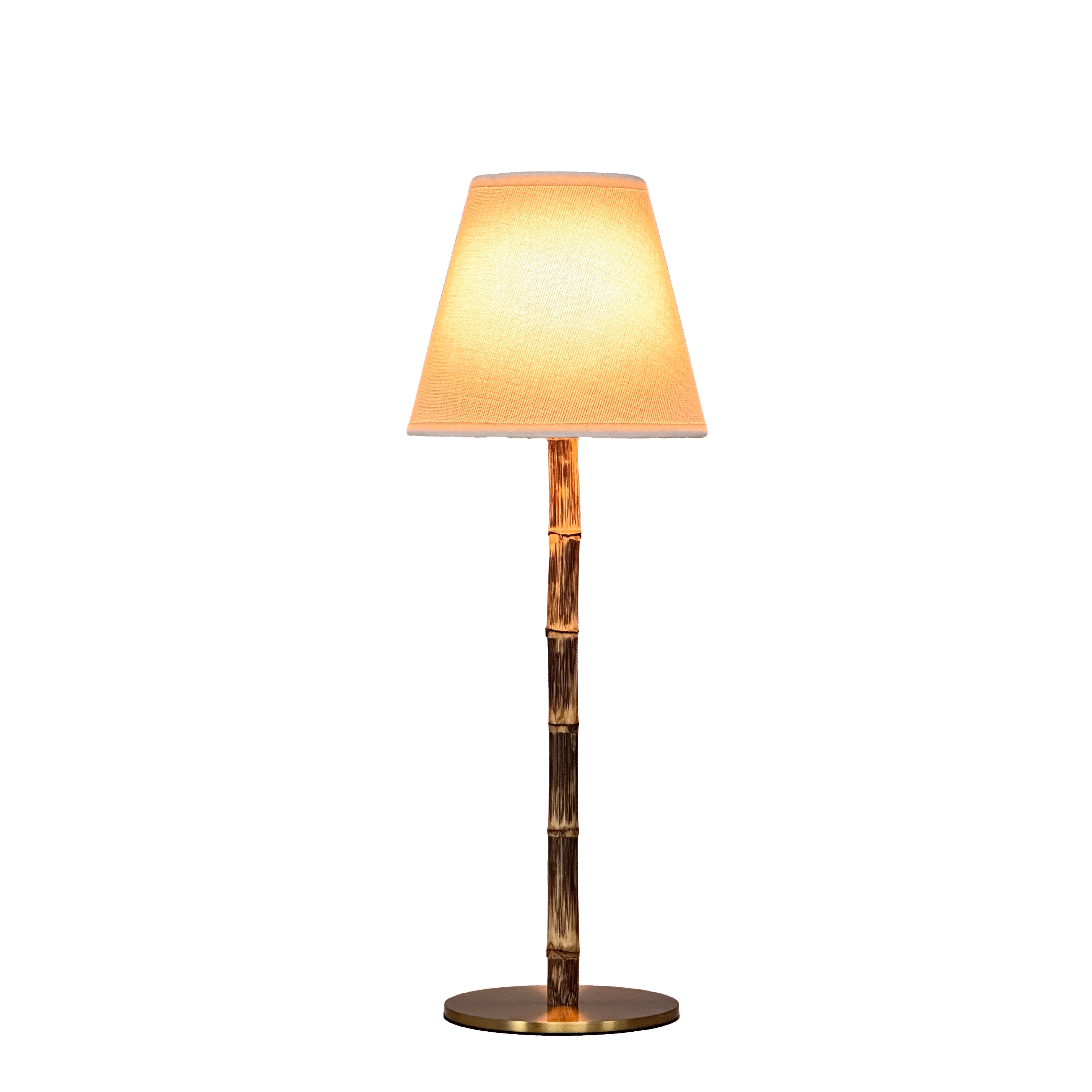 BAMBOOTIC Rechargeable Lamp with Classic White Linen Lampshade