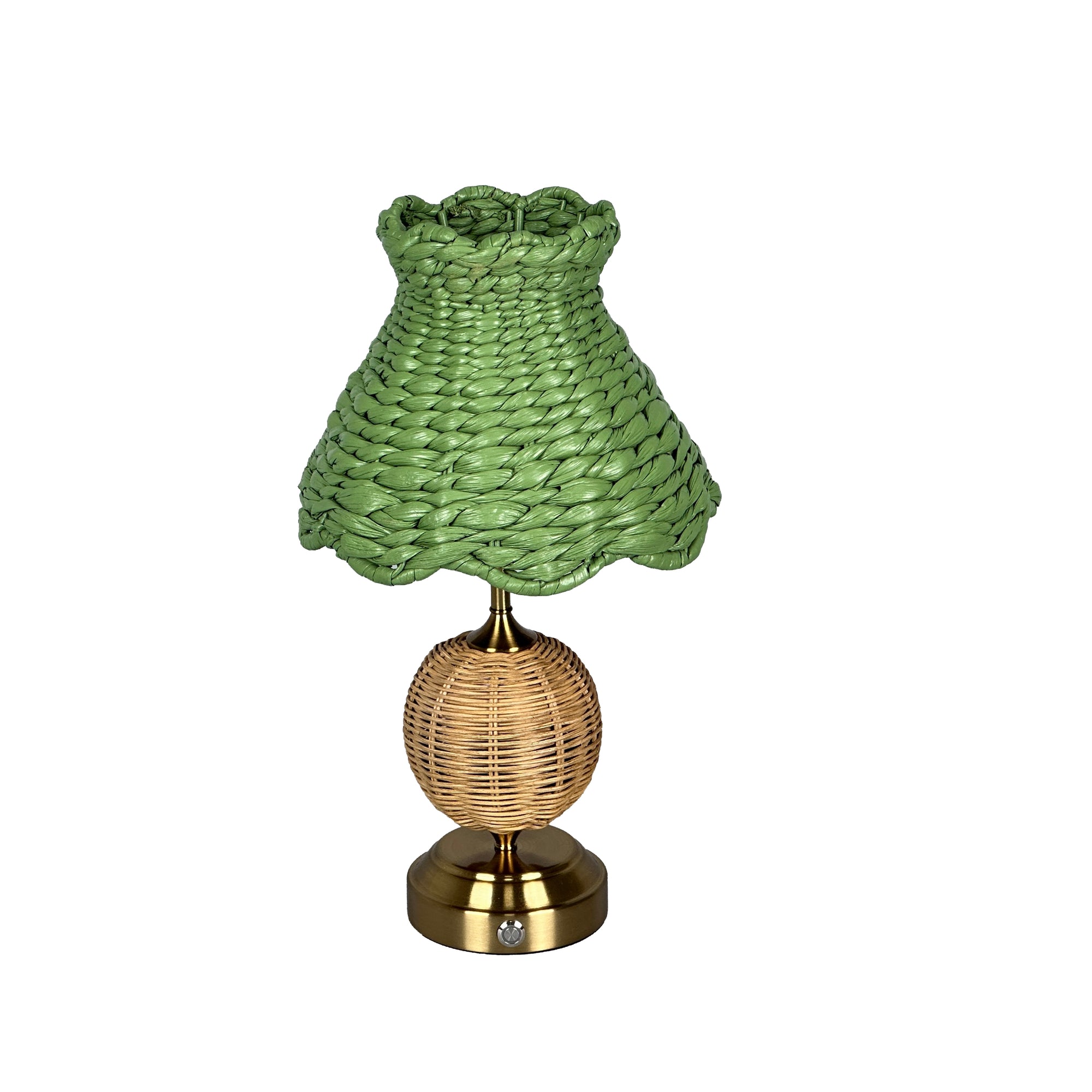 RADEN WICKER Rechargeable Lamp with Olive Seagrass Lampshade