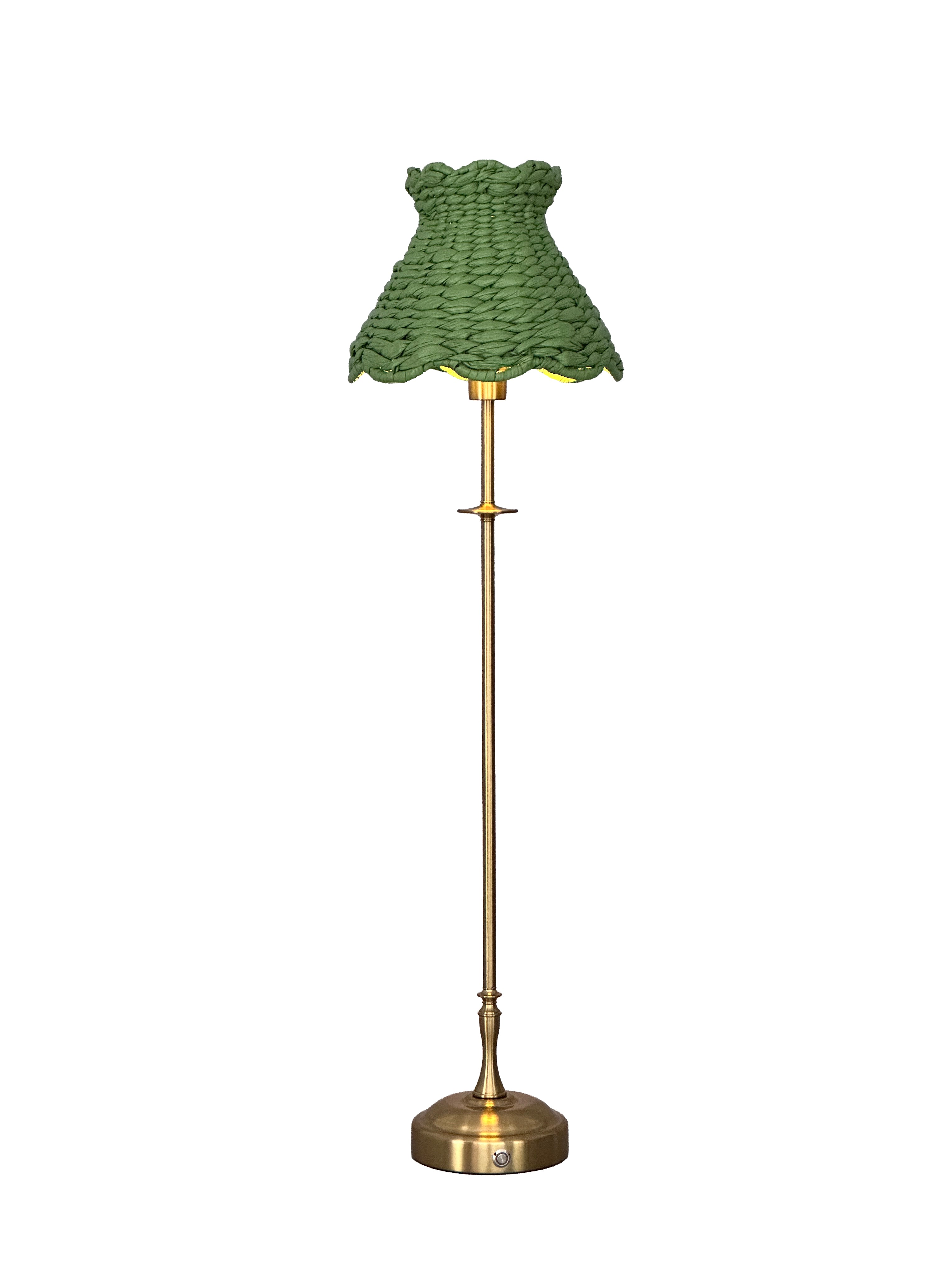 METALL Rechargeable Lamp With Olive Seagrass Lampshade