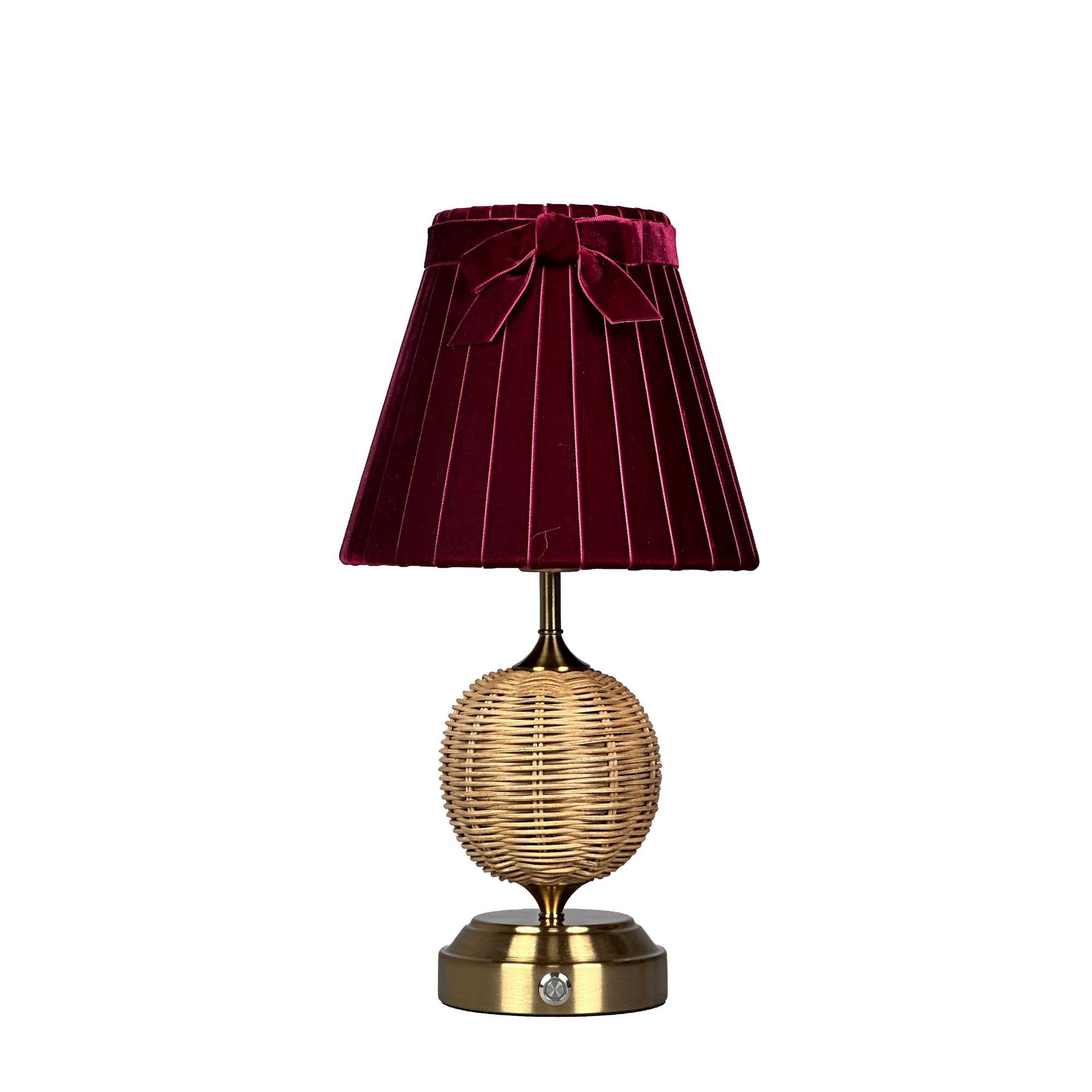 RADEN WICKER Rechargeable Lamp with 7.1" Vampire Velvet Lampshade