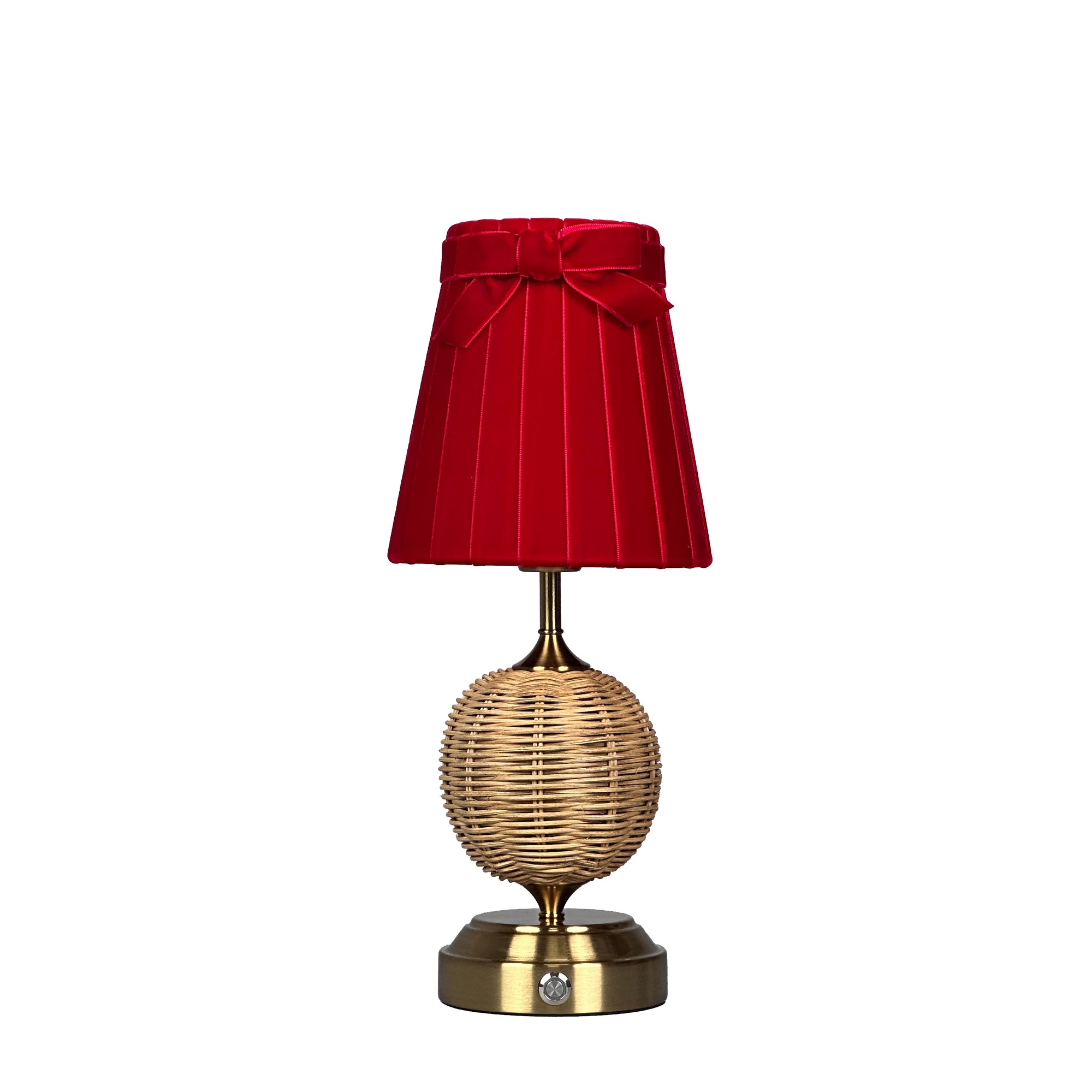 RADEN WICKER Rechargeable Lamp with 5.1" Marilyn Velvet Lampshade