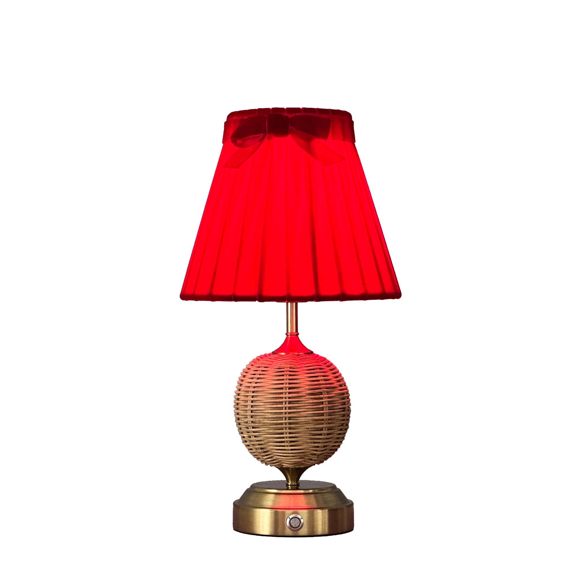 RADEN WICKER Rechargeable Lamp with 7.1" Marilyn Velvet Lampshade