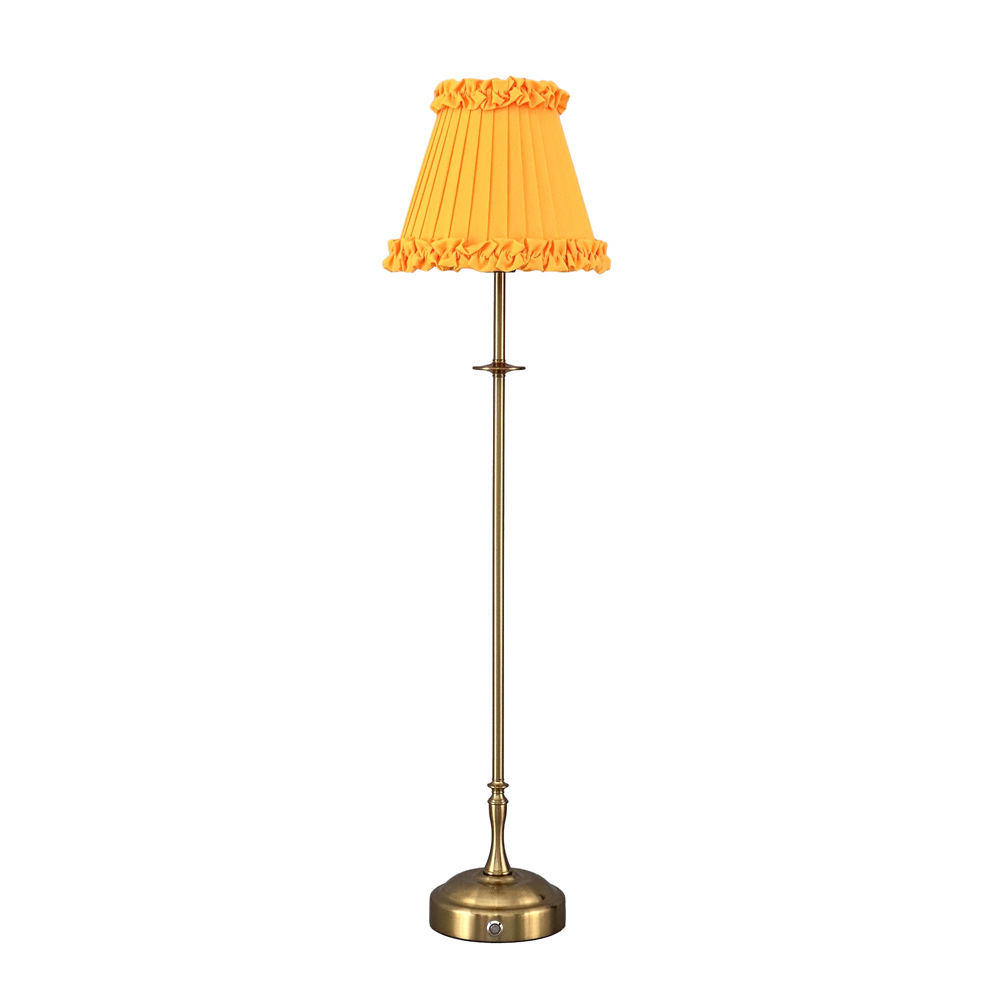 METALL Rechargeable Lamp With Marigold Frilled Fabric Lampshade