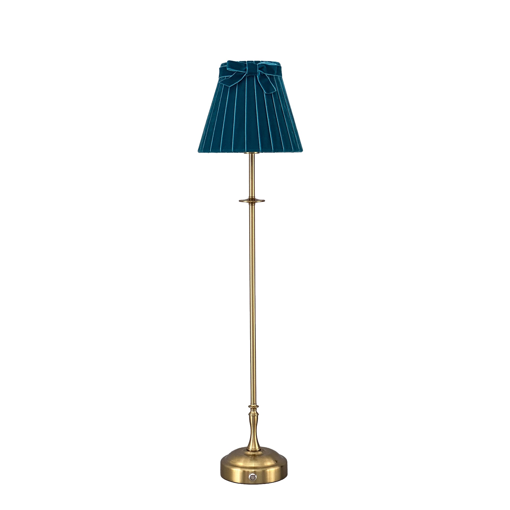 METALL Rechargeable Lamp With 7.1" Teal Velvet Lampshade