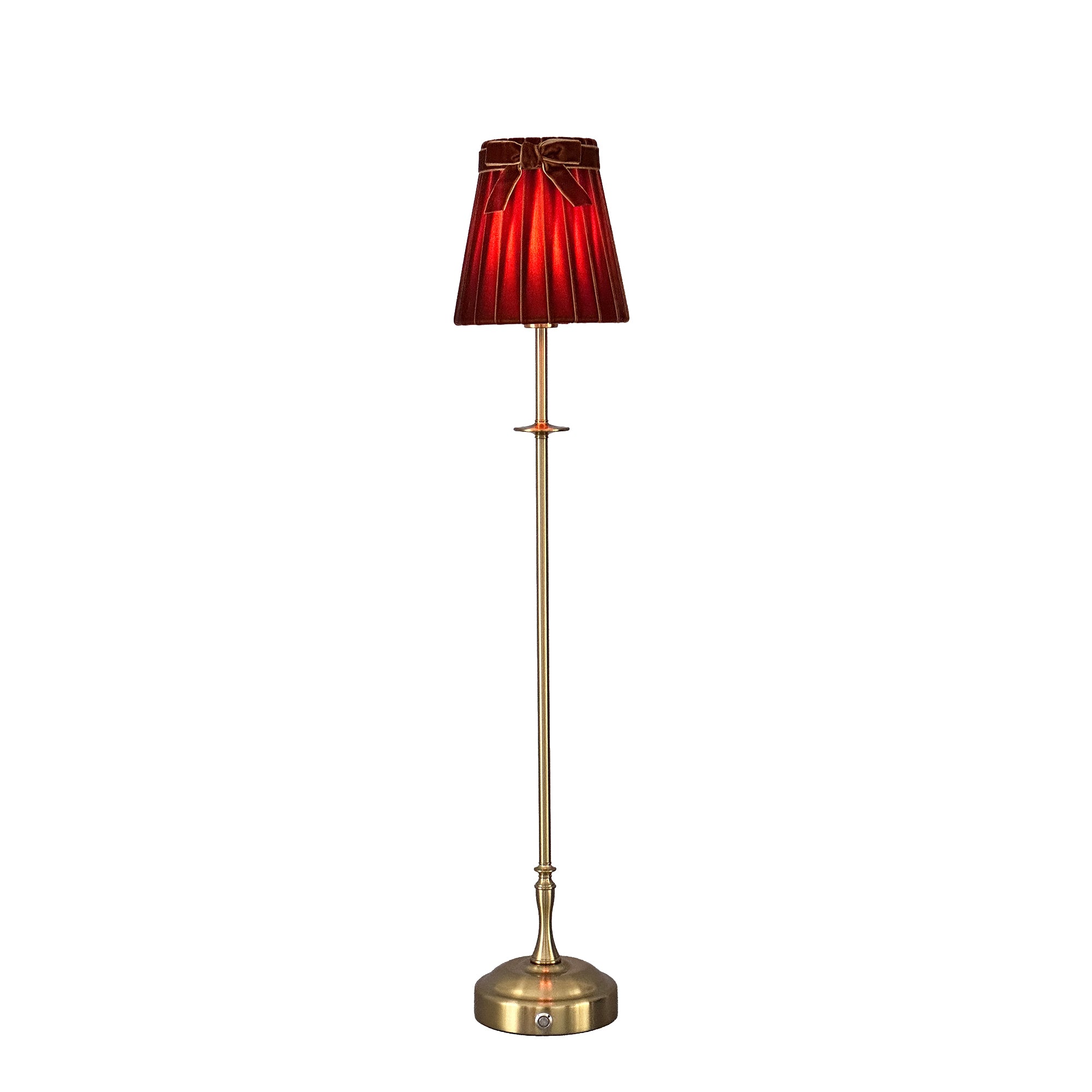 METALL Rechargeable Lamp With 5.5" Burnt Orange Velvet Lampshade
