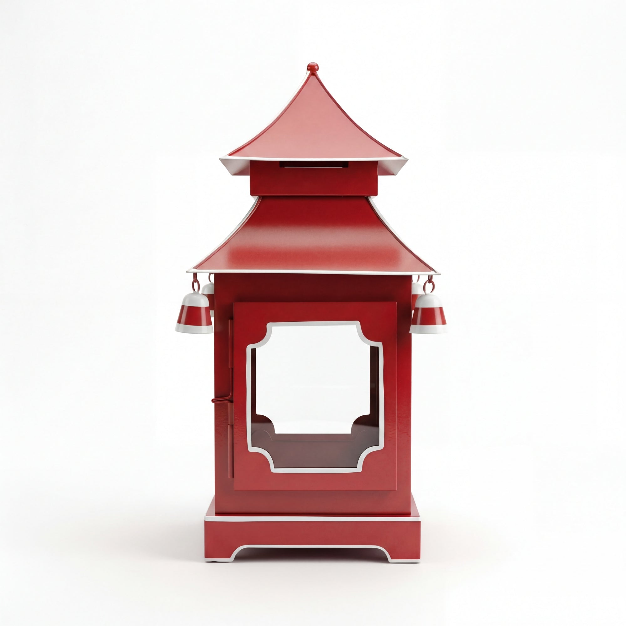 CHINOISERIE RED PAGODA LANTERN 13"