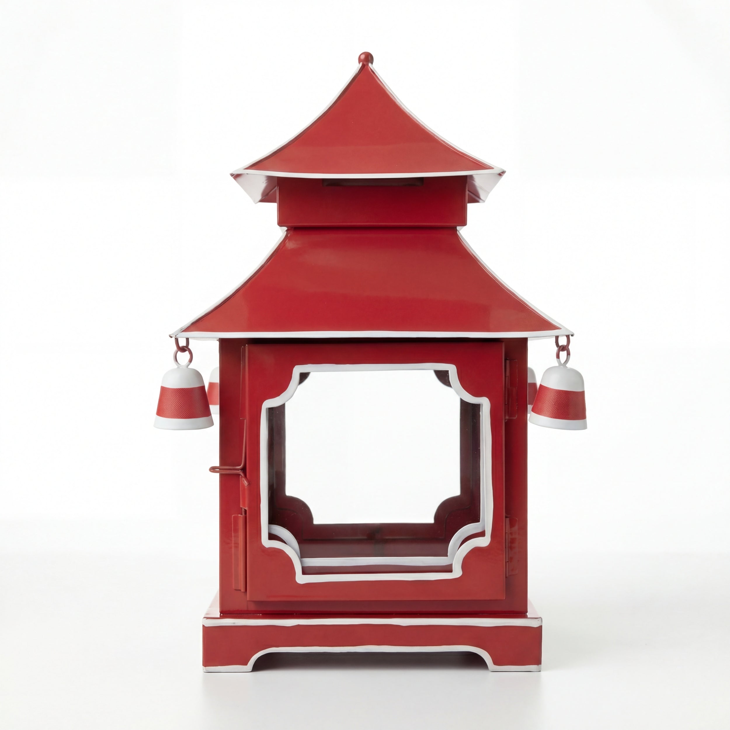 CHINOISERIE Red Pagoda Lantern 11.5" Set of 2