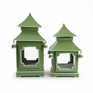 CHINOISERIE Green Pagoda Lantern Set of 2