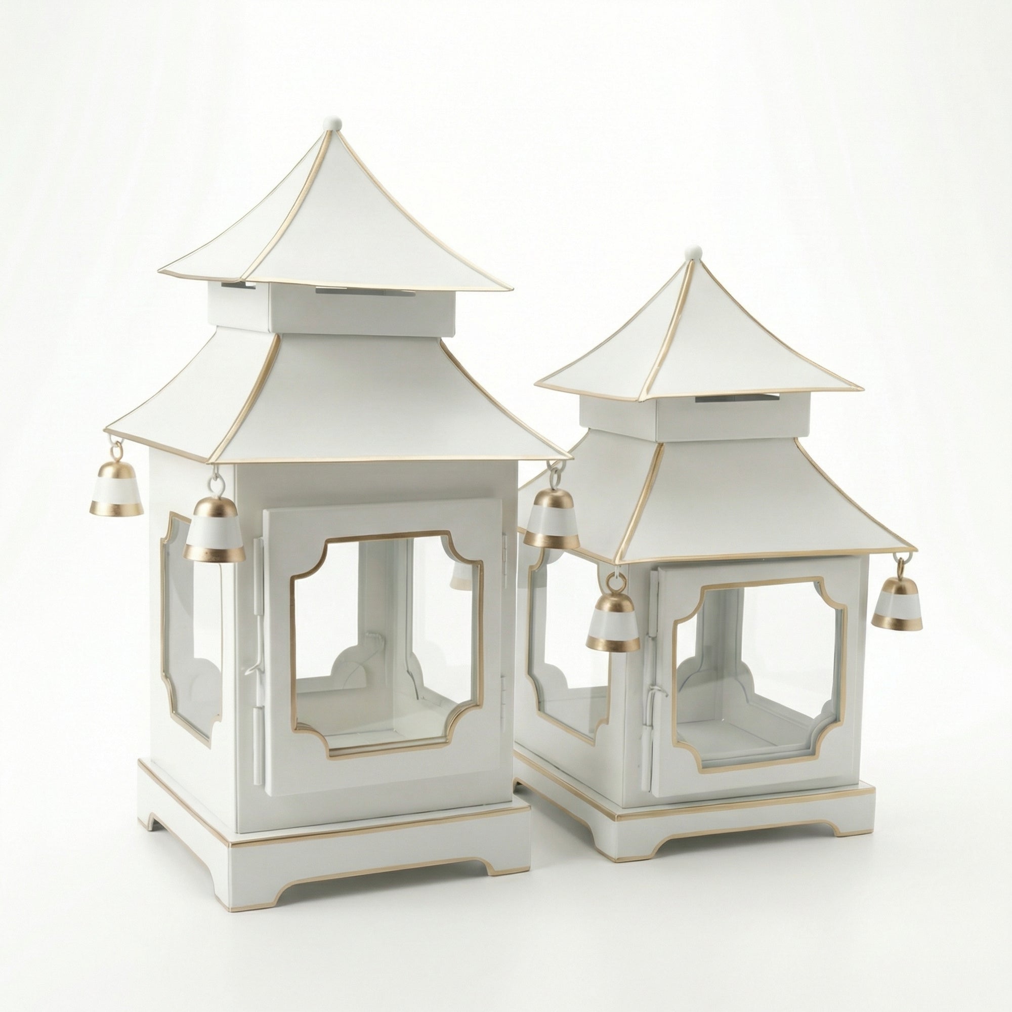 CHINOISERIE Ivory Pagoda Lantern Set of 2
