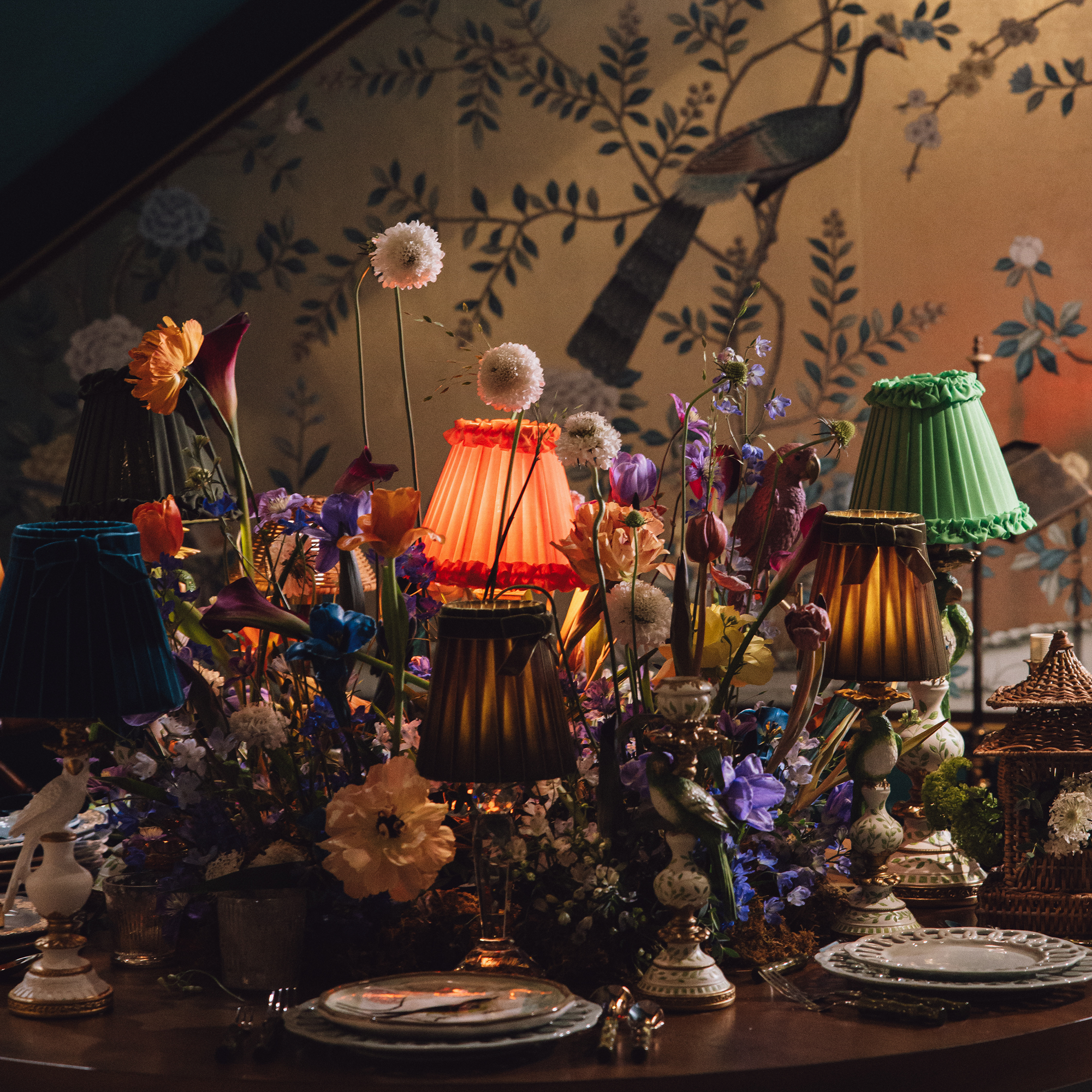 Vermilion Frilled Fabric Lampshade