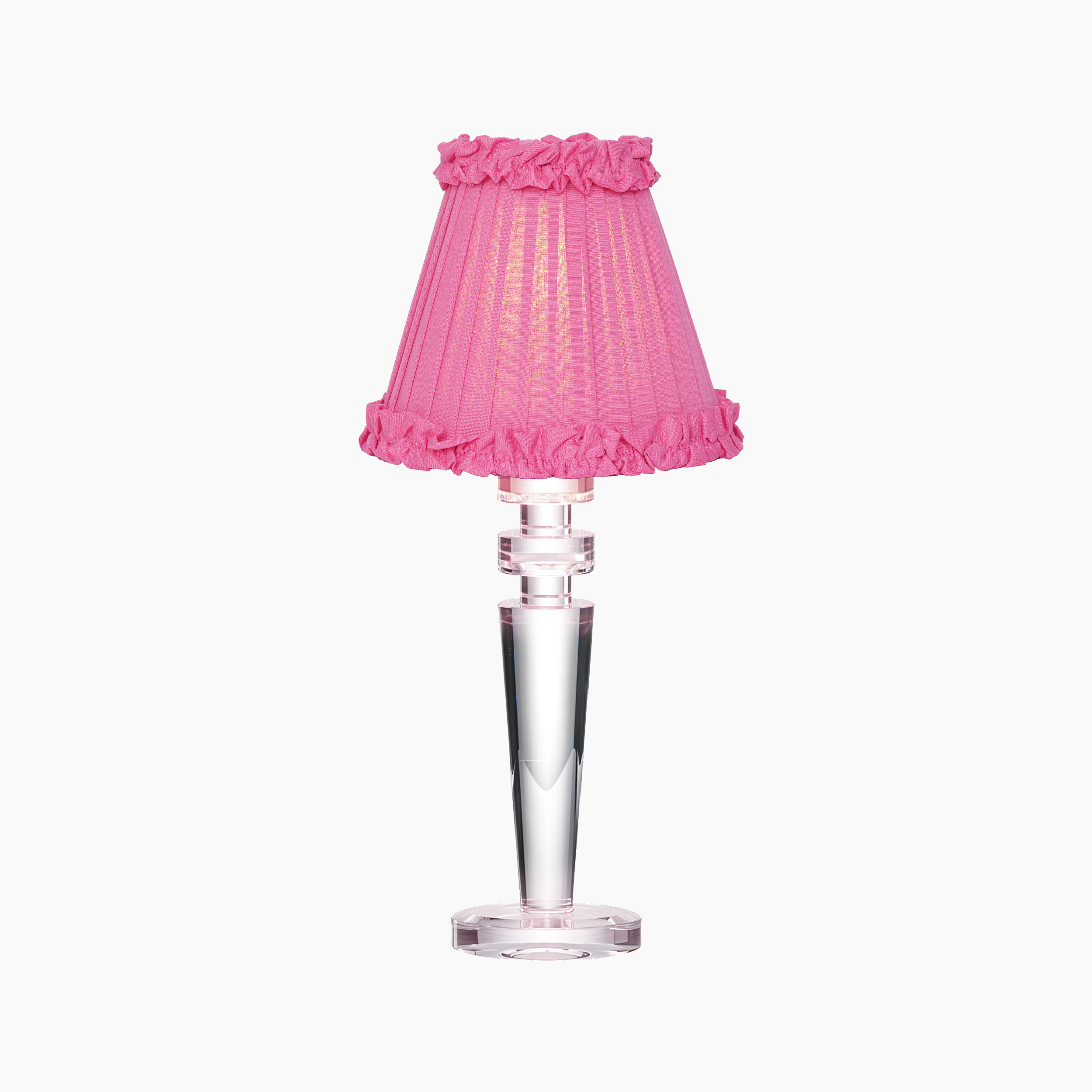ARTHUR Rechargeable Lamp with Fuchsia Frilled Fabric Lampshade