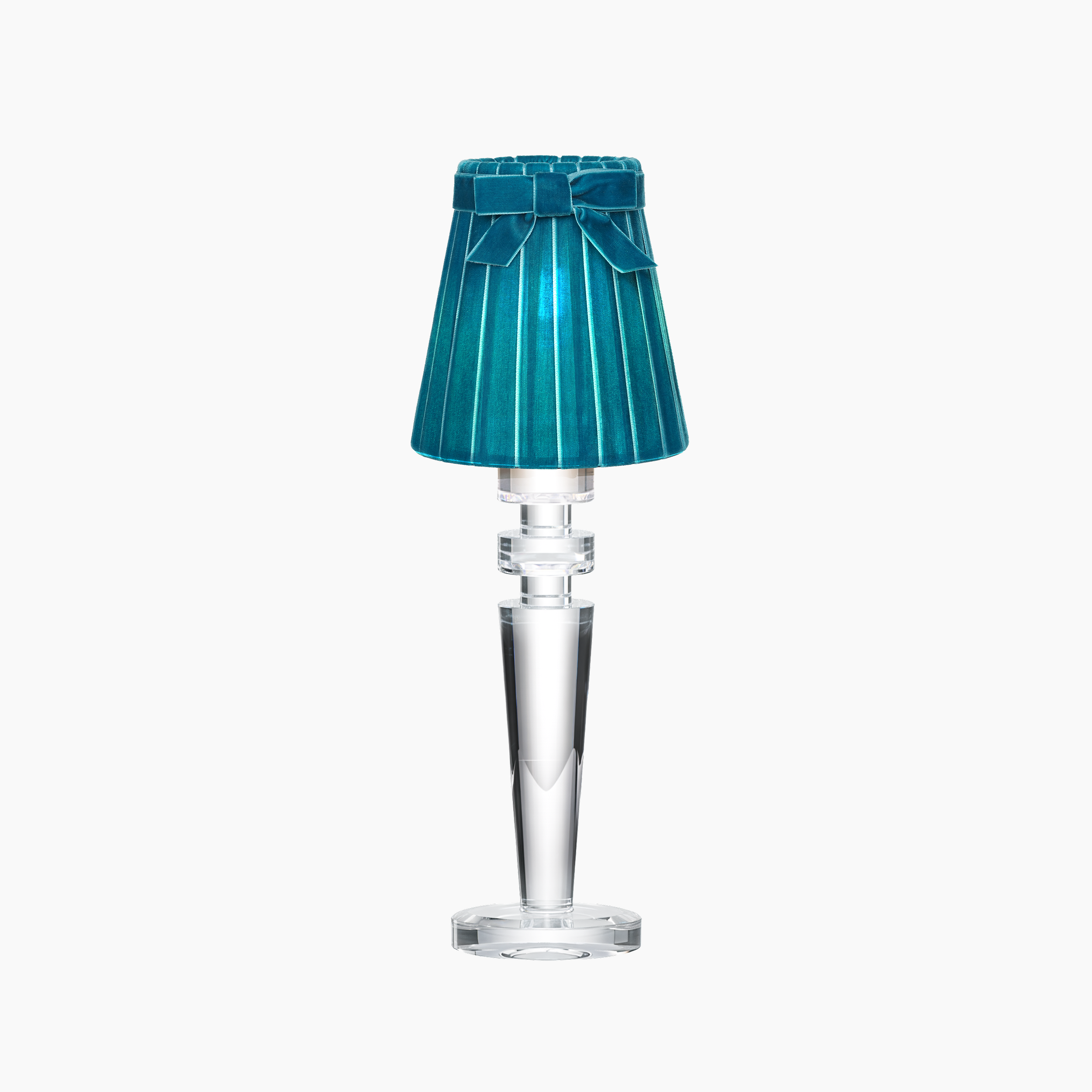 ARTHUR Rechargeable Lamp with 5.5" Teal Velvet Lampshade