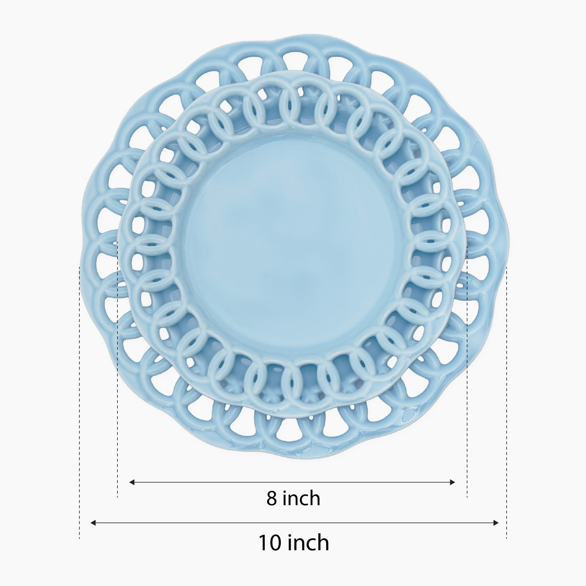 Baby Blue Dinner and Salad Plates Set for 4
