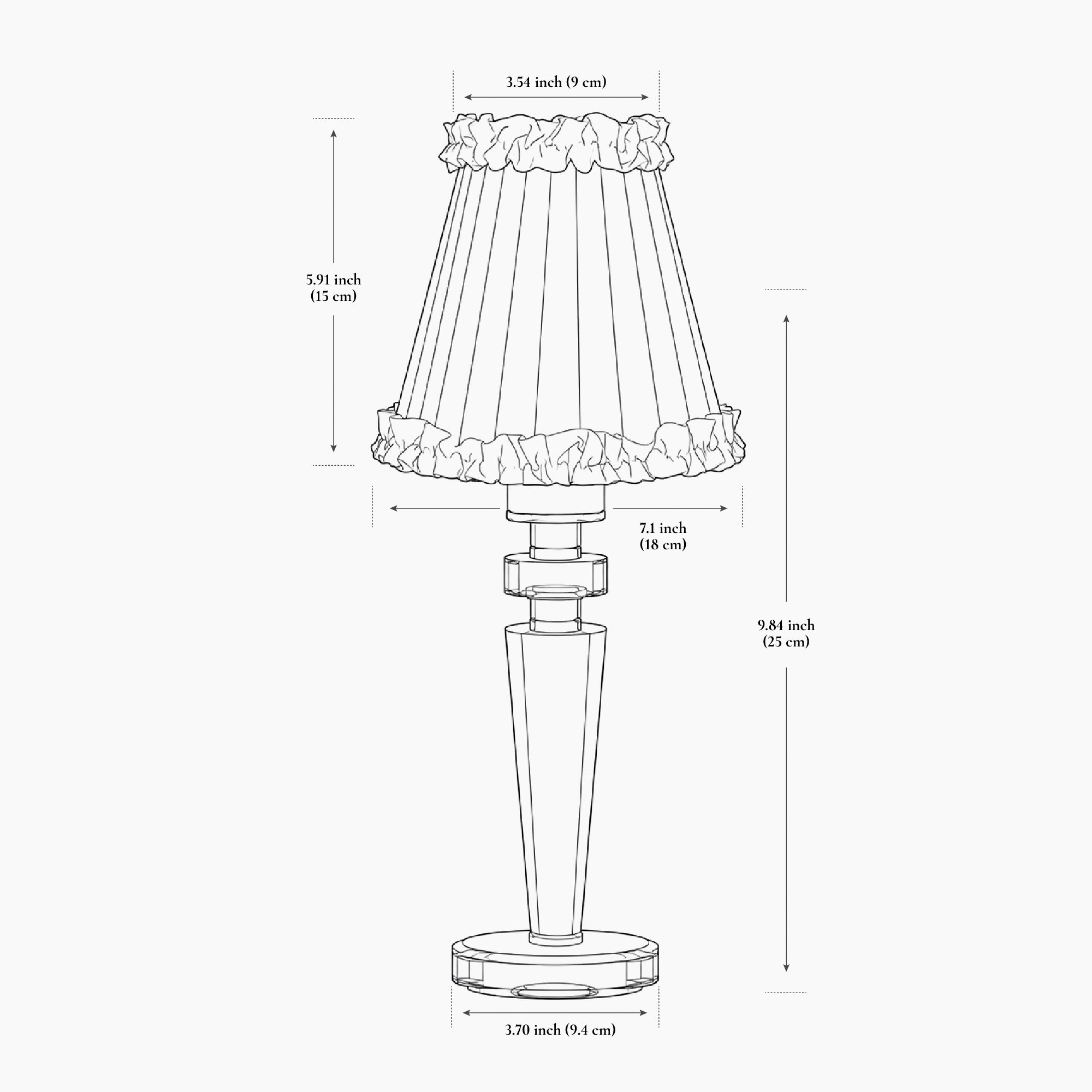 ARTHUR Rechargeable Lamp with Fuchsia Frilled Fabric Lampshade