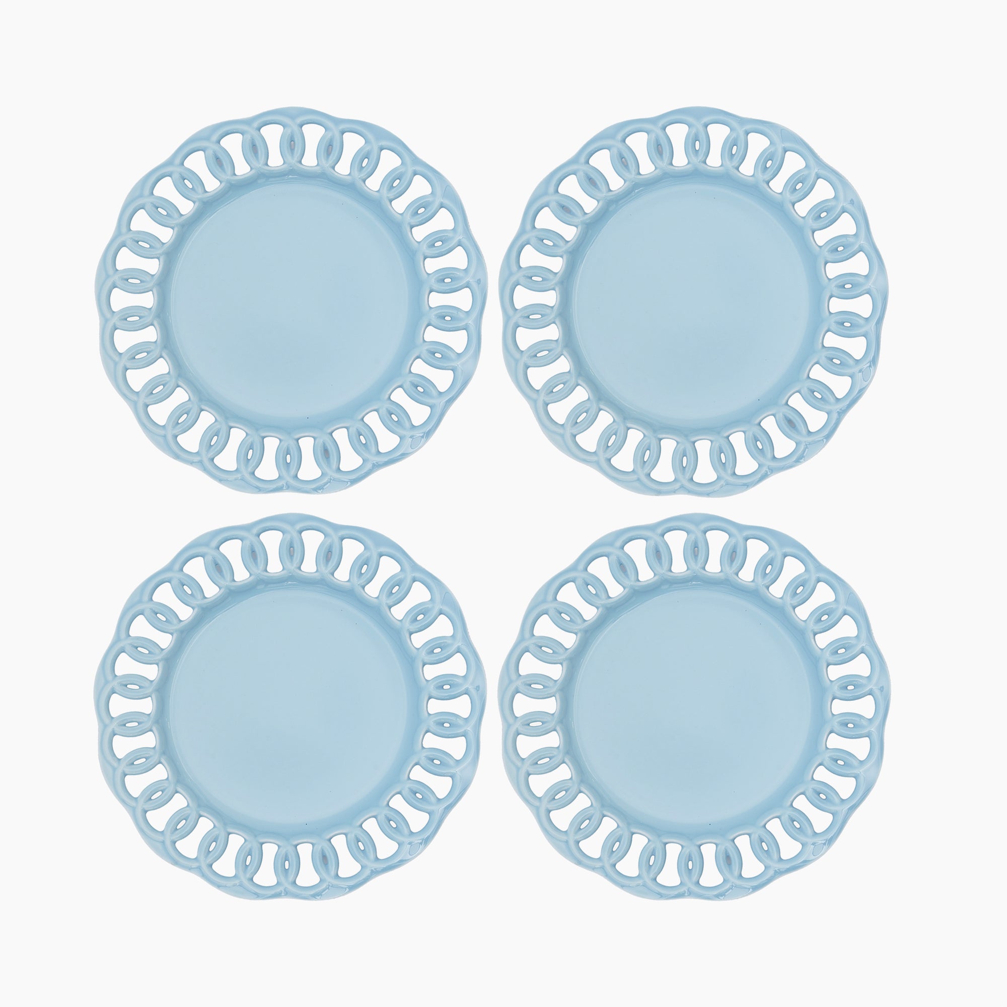 Baby Blue Ceramic Dinner Plates Set of 4