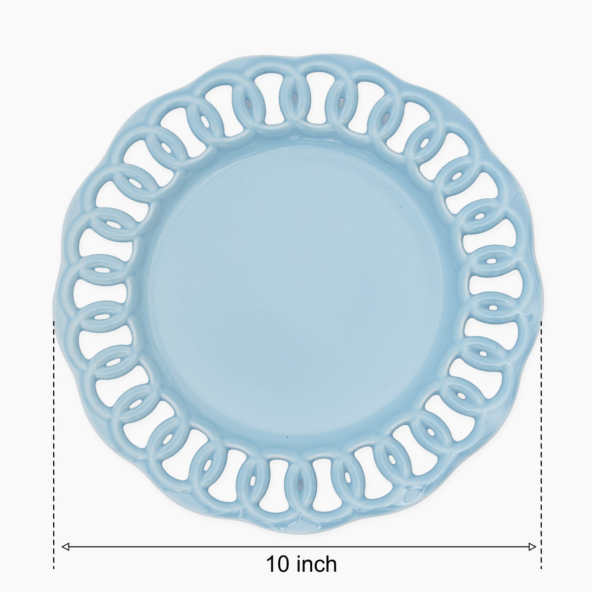 Baby Blue Ceramic Dinner Plates Set for 4