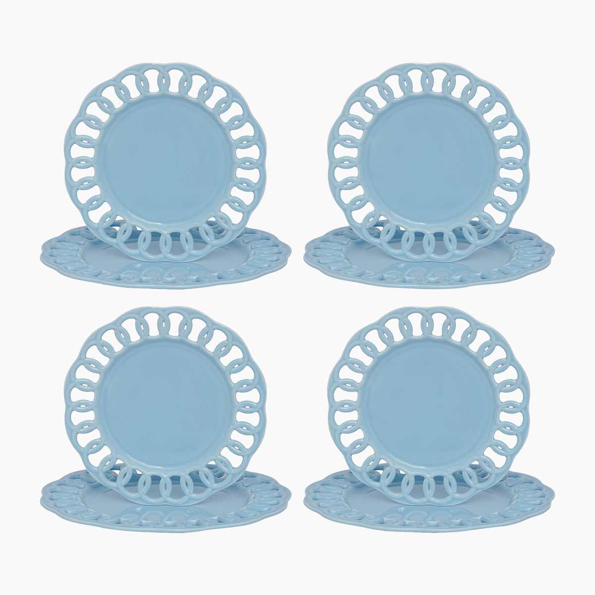 Baby Blue Dinner and Salad Plates Set for 4