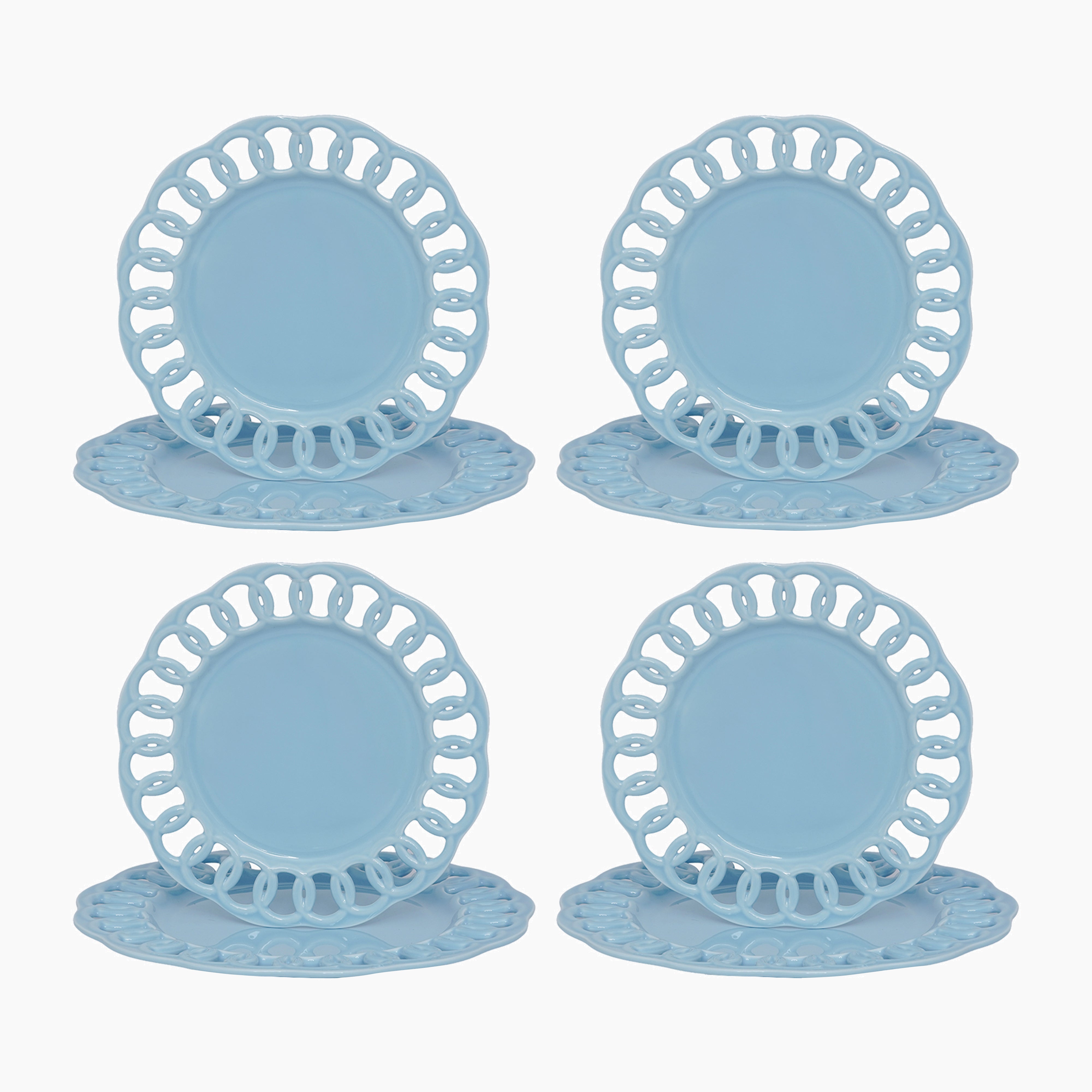 Baby Blue Dinner and Salad Plates Set for 4