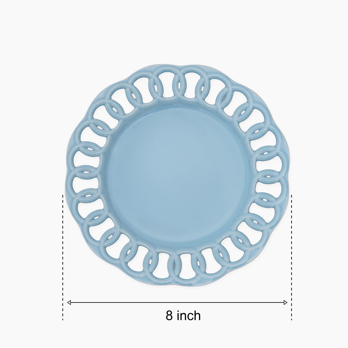 Baby Blue Ceramic Salad Plates Set for 4