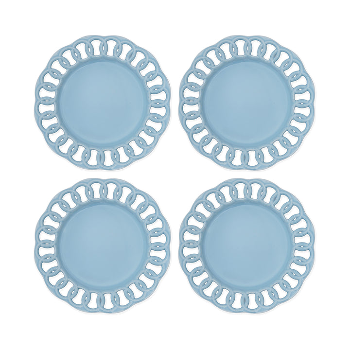 Baby Blue Ceramic Salad Plates Set for 4
