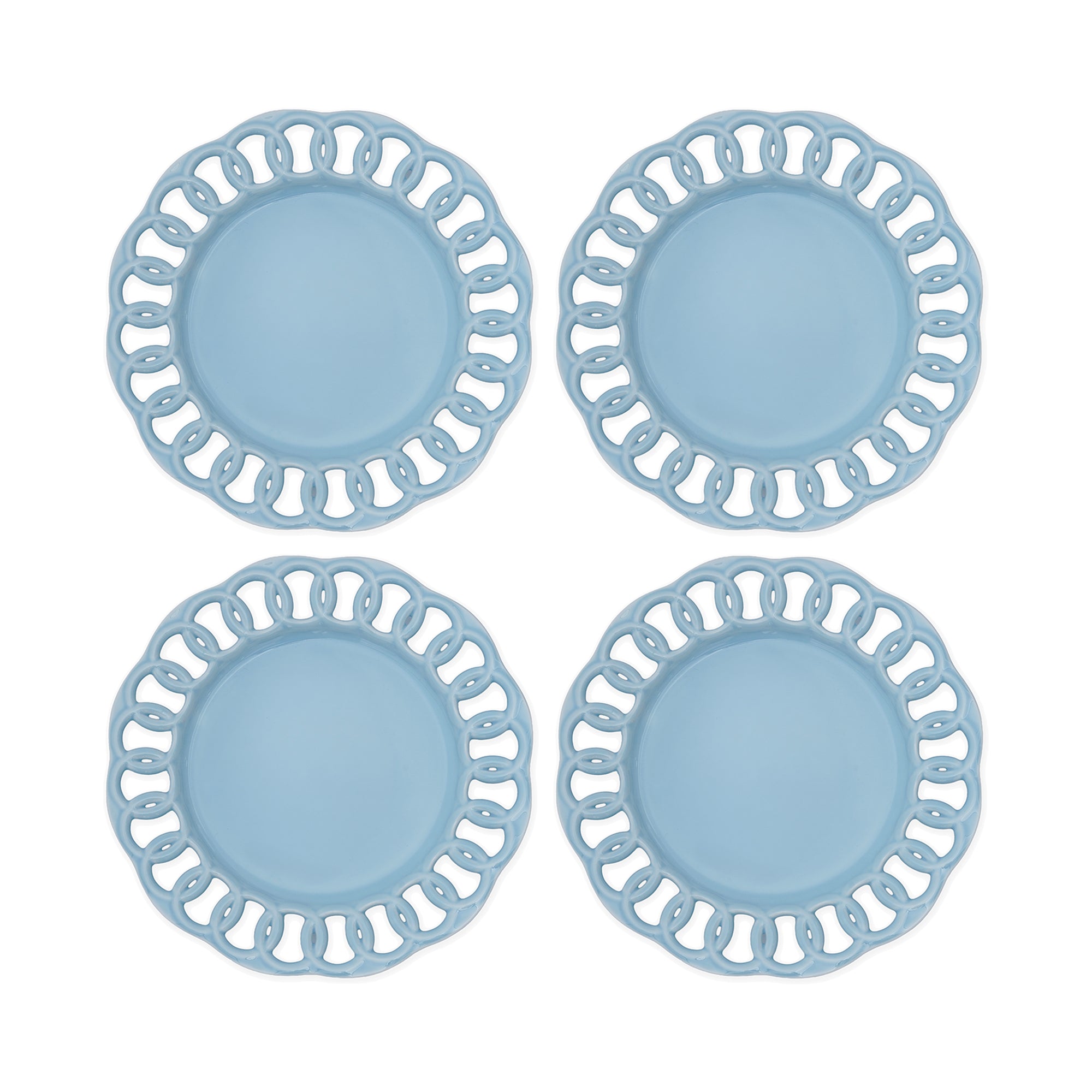 Baby Blue Ceramic Salad Plates Set of 4