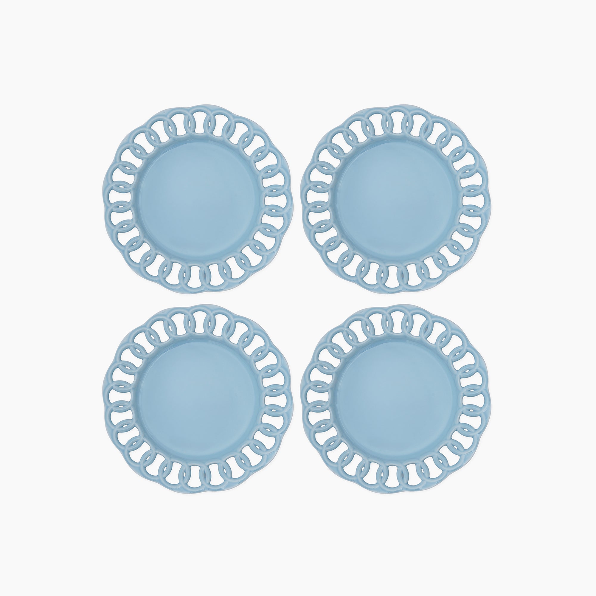 Baby Blue Ceramic Salad Plates Set of 4