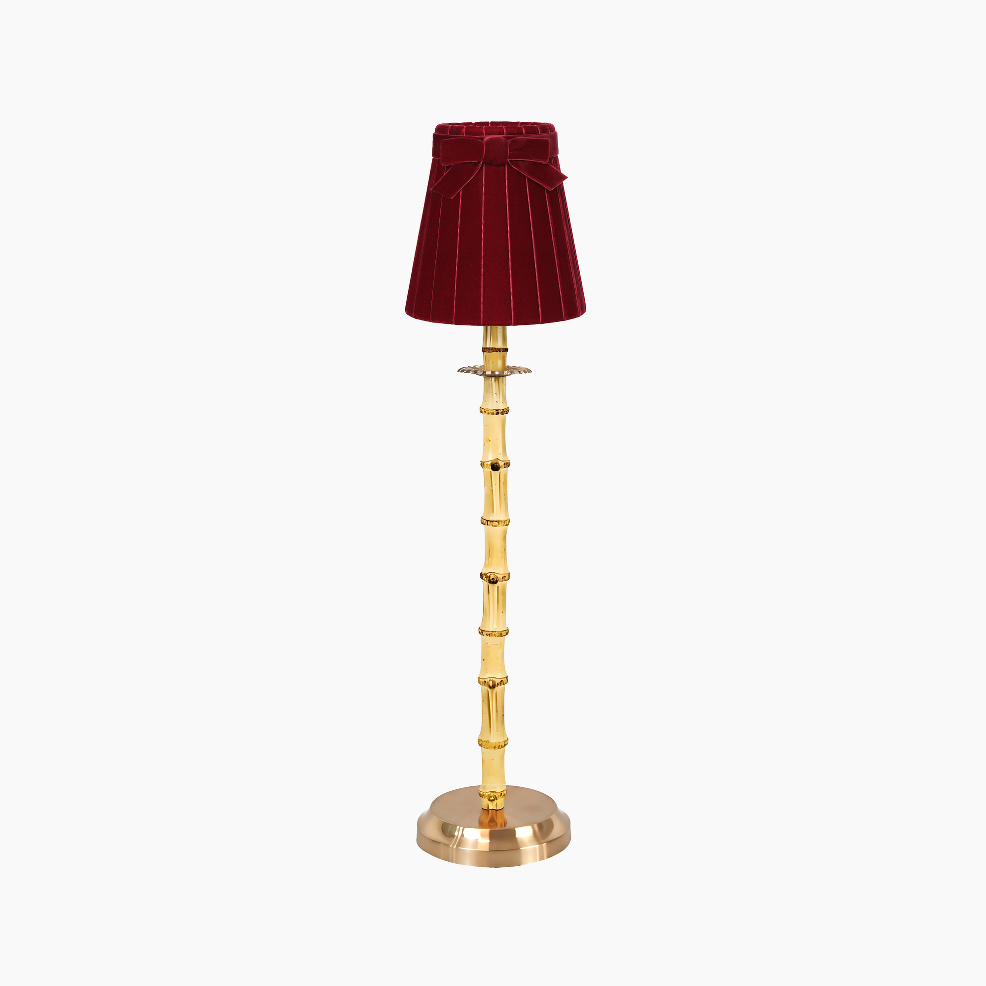 NATURAL BAMBOO Rechargeable Lamp With Vampire Velvet Lampshade (5.5")