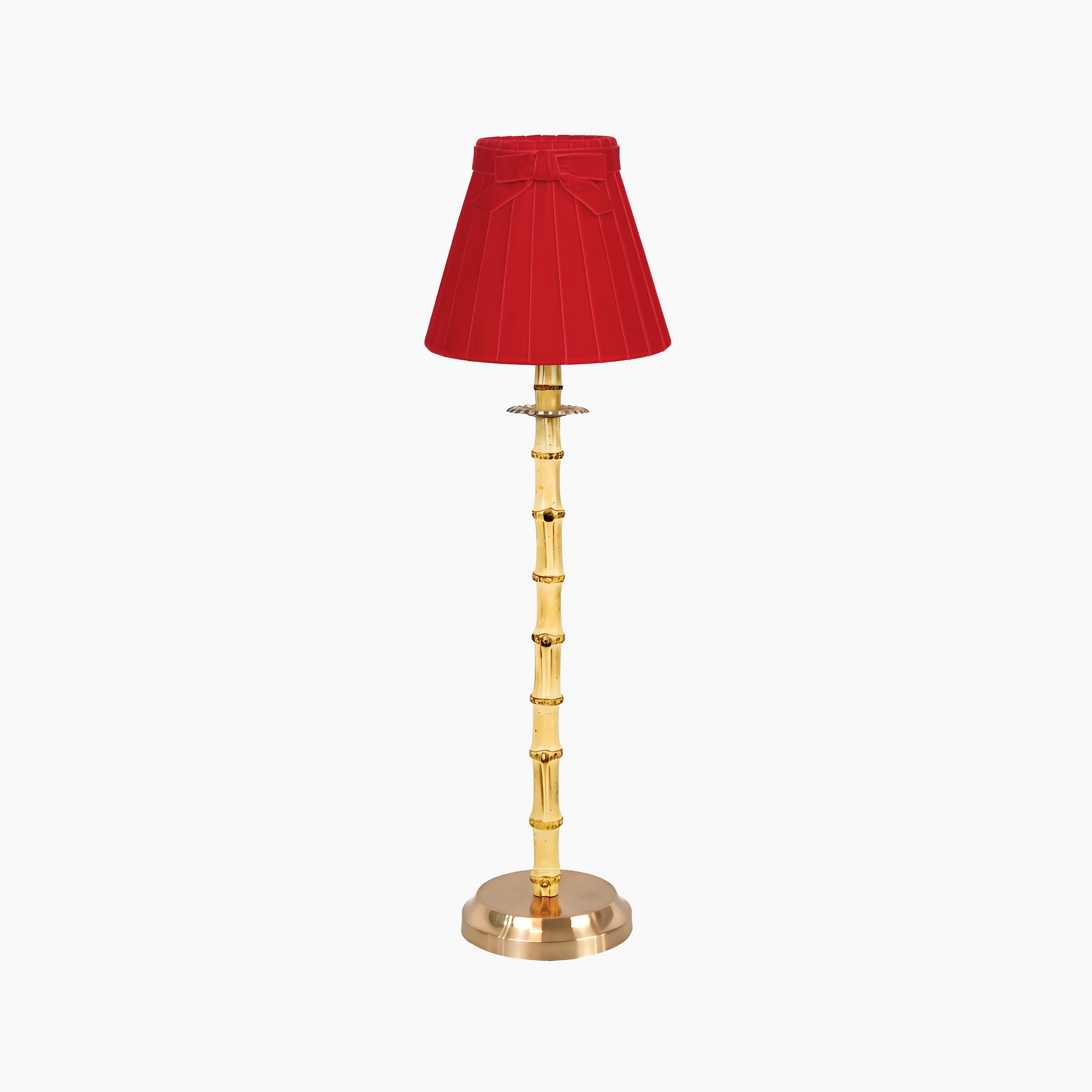 NATURAL BAMBOO Rechargeable Lamp With Marilyn Velvet Lampshade (7.1")