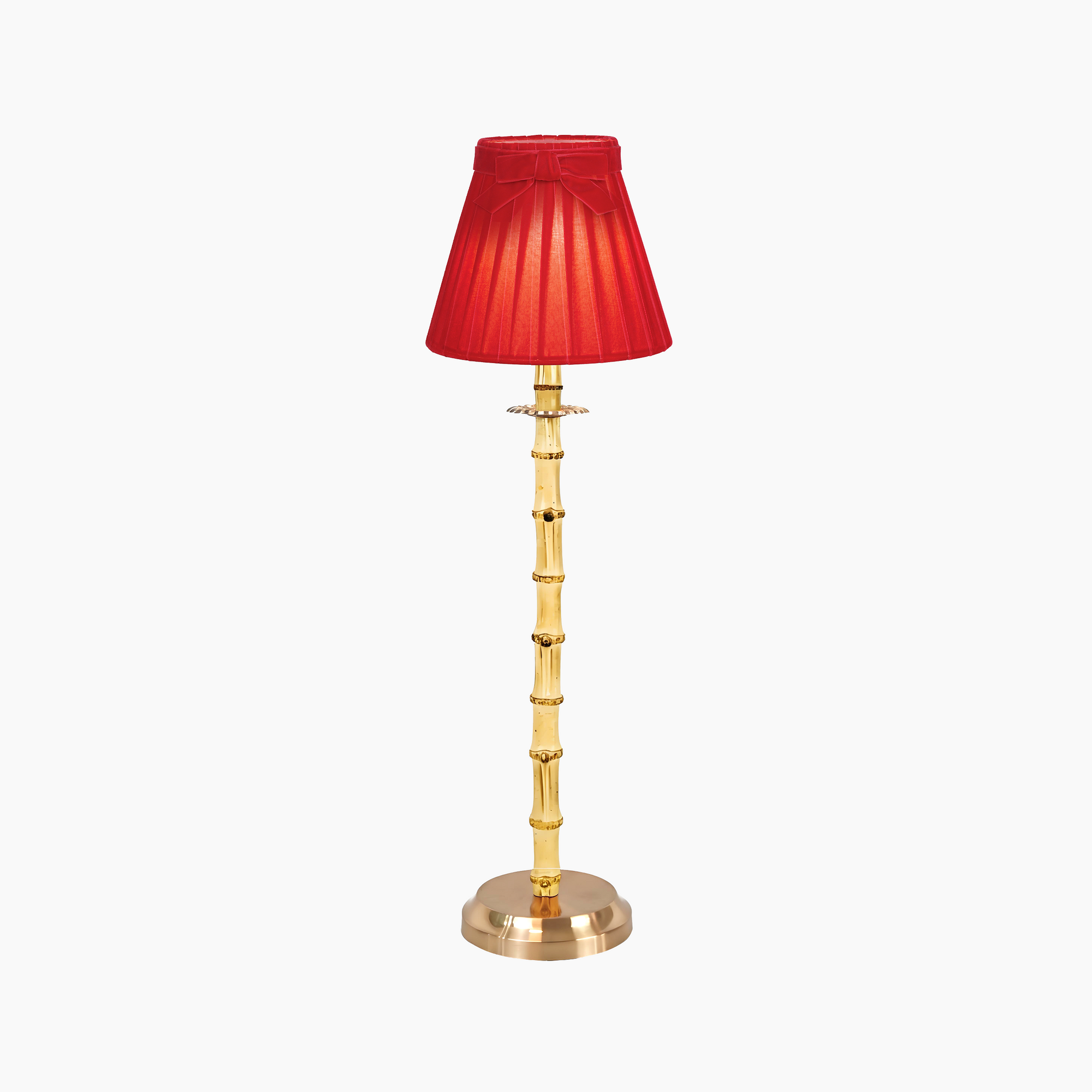 NATURAL BAMBOO Rechargeable Lamp With Marilyn Velvet Lampshade (7.1")