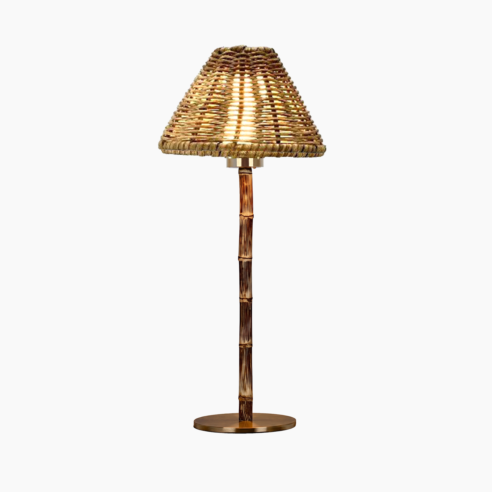 BAMBOOTIC Rechargeable Lamp with 7" Rattan Lampshade