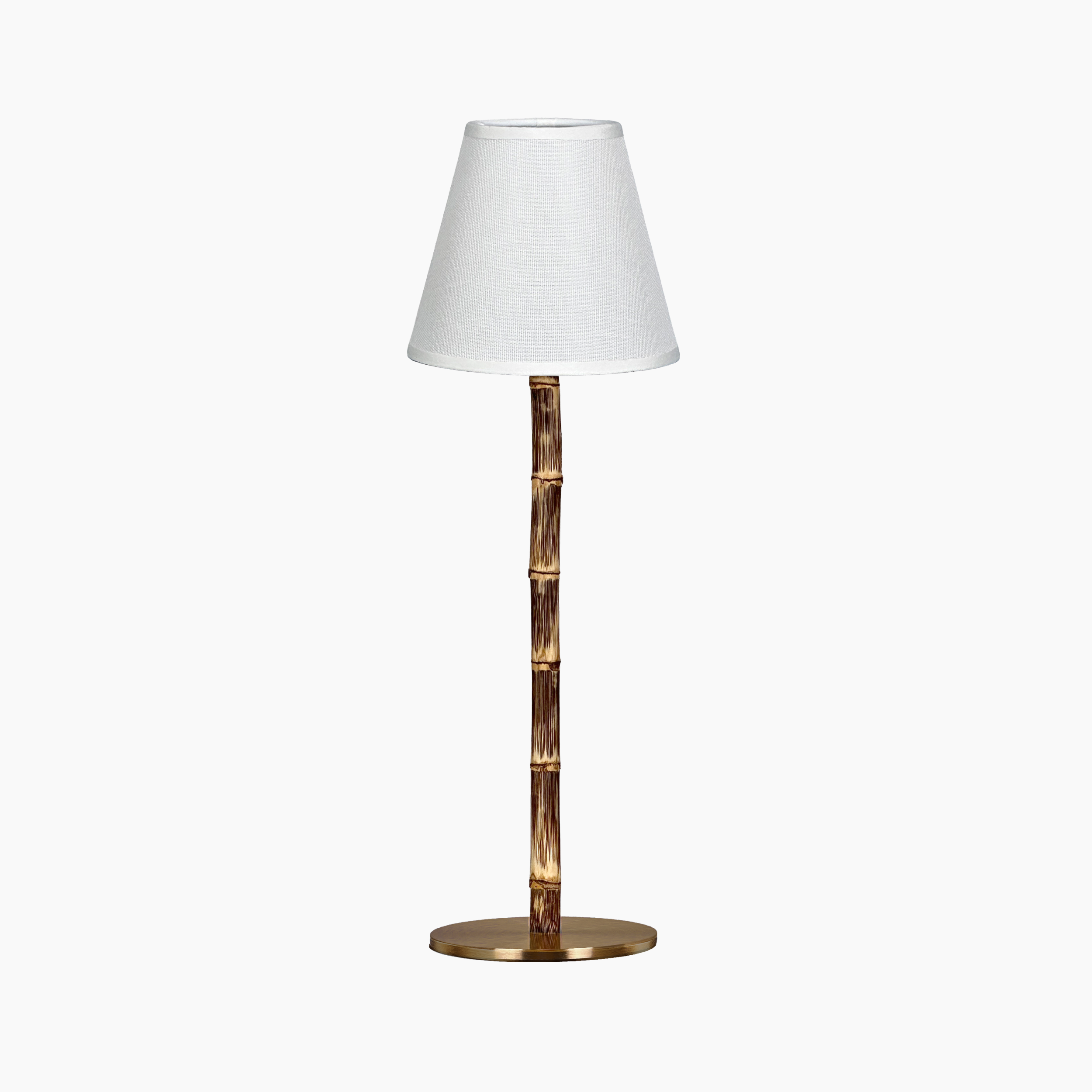 BAMBOOTIC Rechargeable Lamp with Classic White Linen Lampshade
