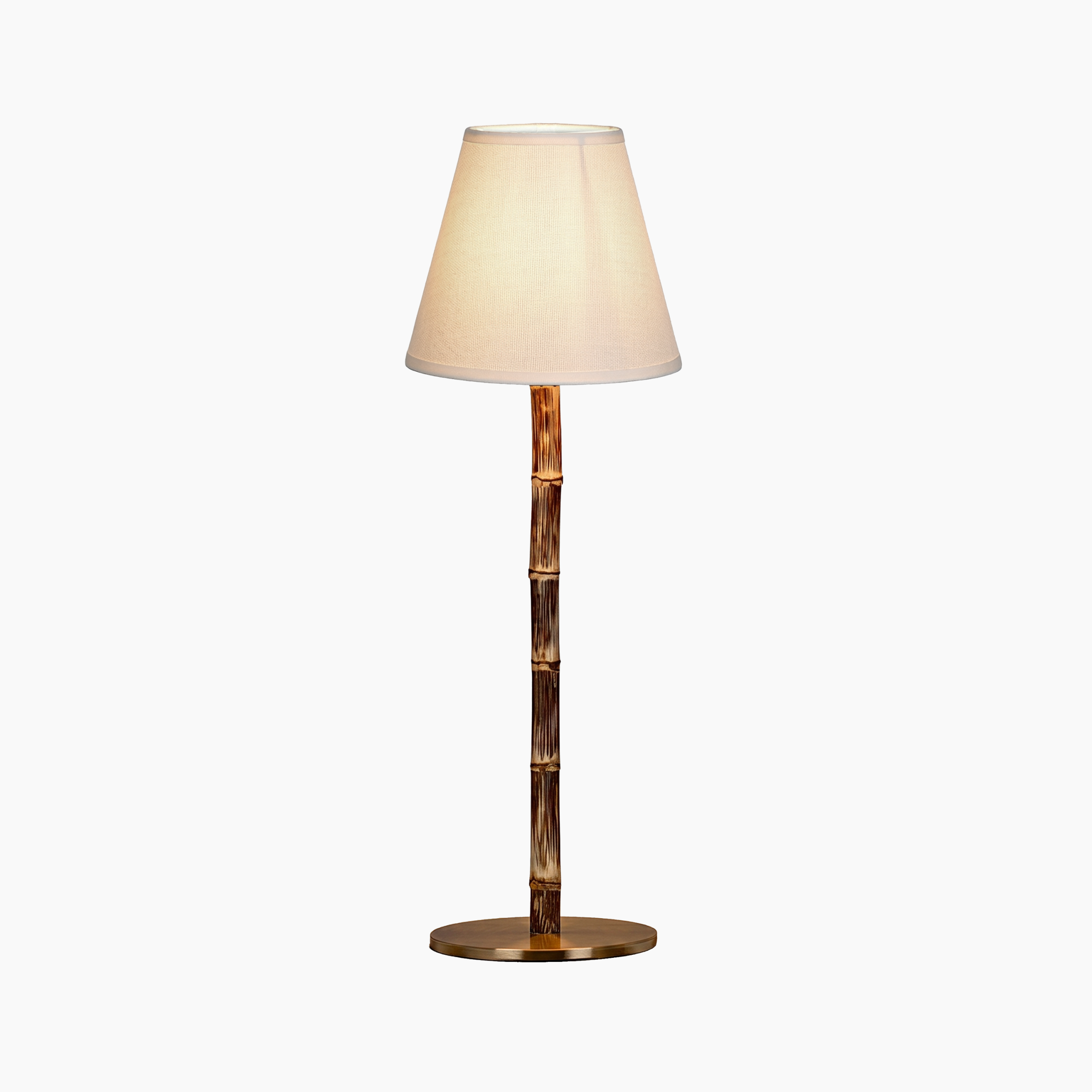BAMBOOTIC Rechargeable Lamp with Classic White Linen Lampshade