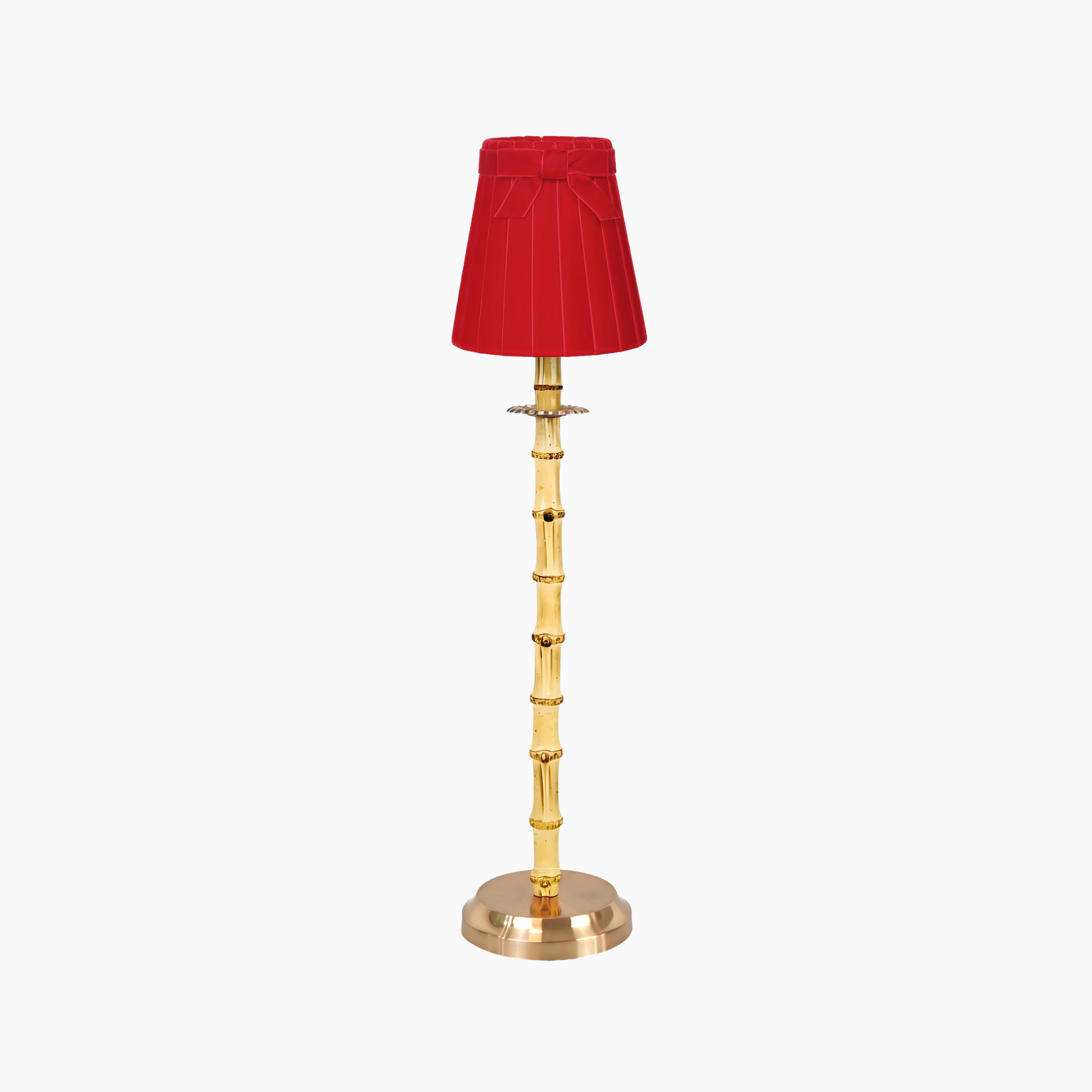 NATURAL BAMBOO Rechargeable Lamp With Marilyn Velvet Lampshade (5.5")