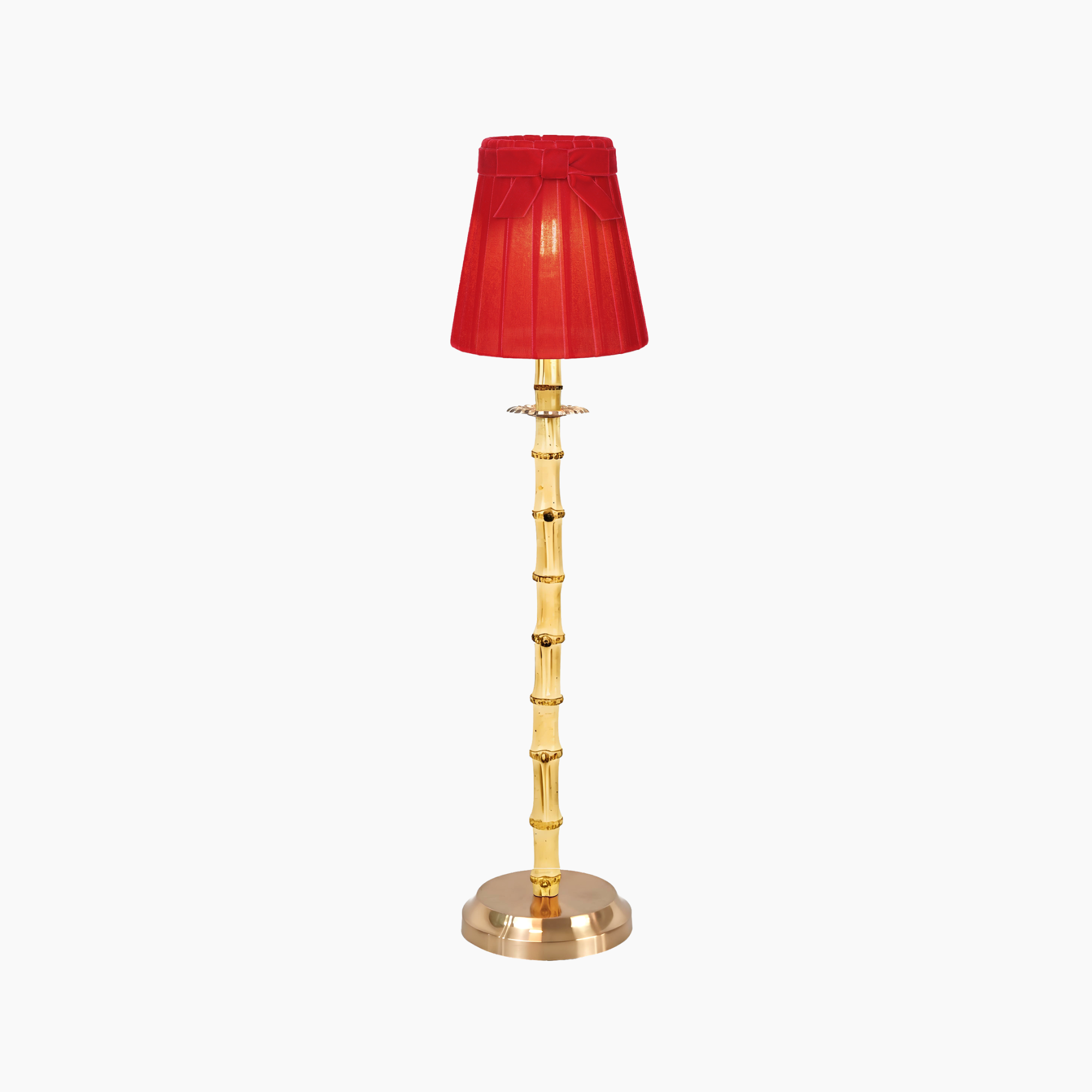 NATURAL BAMBOO Rechargeable Lamp With Marilyn Velvet Lampshade (5.5")