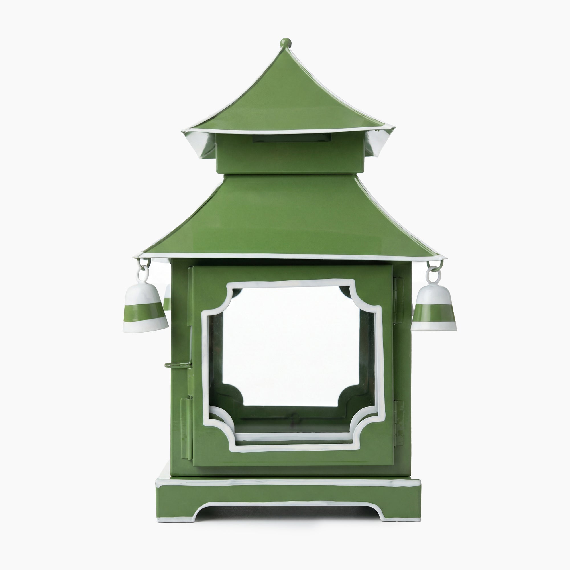 CHINOISERIE Green Pagoda Lantern 11.5" Set of 2