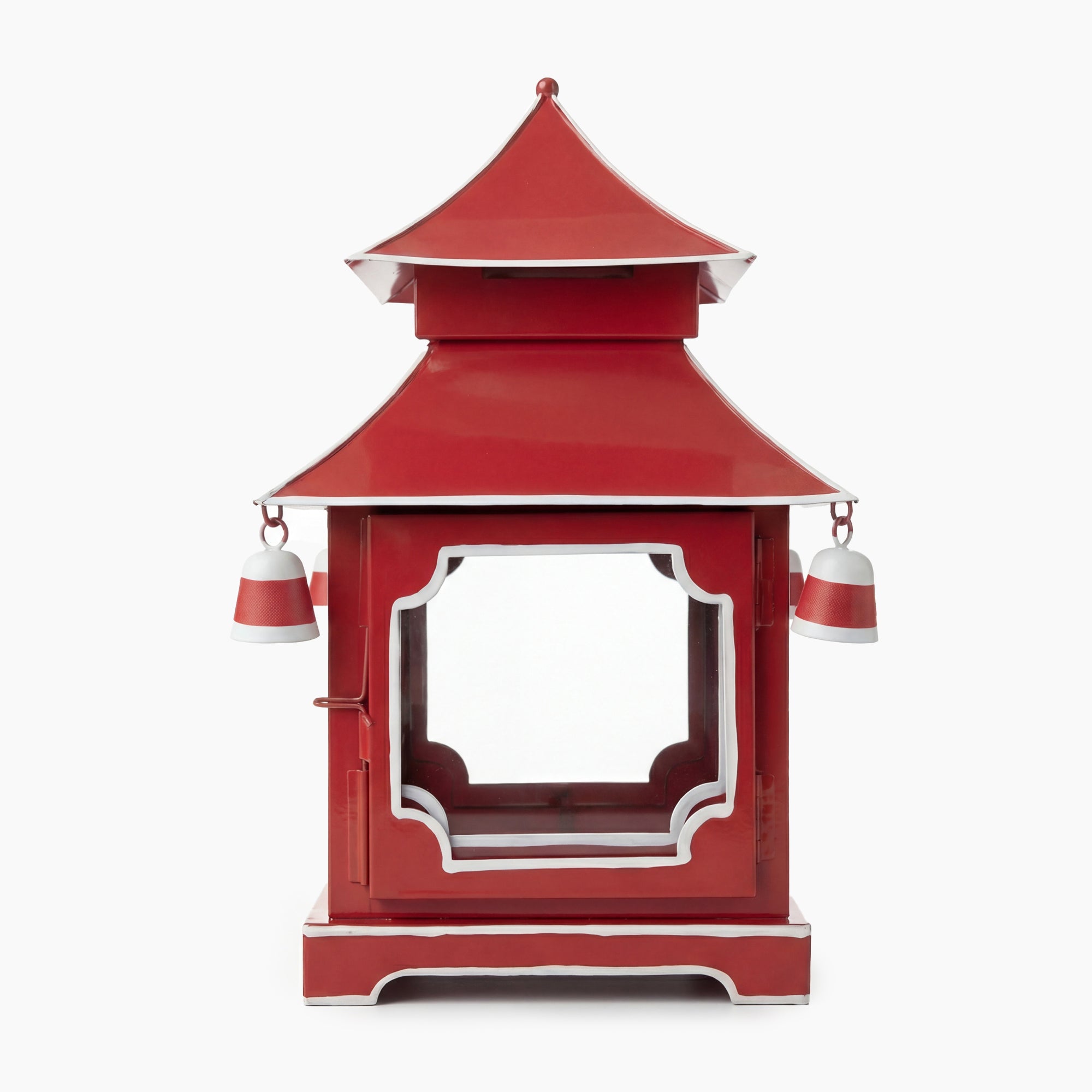 CHINOISERIE Red Pagoda Lantern 11.5" Set of 2
